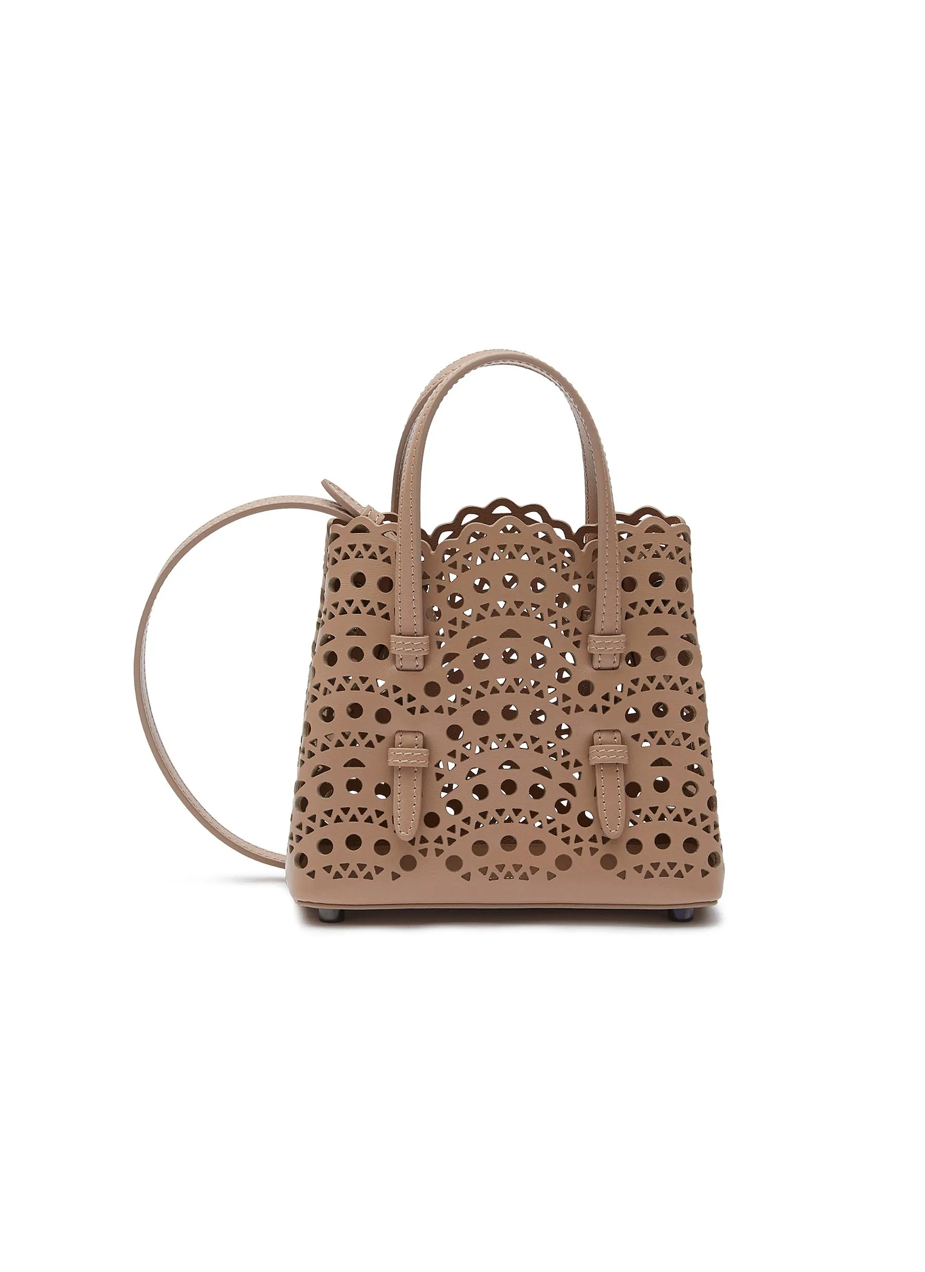 -----------ALAÏA  ---- ------------BEIGE ----‘MINA’ 16 VIENNE PERFORATED CALFSKIN LEATHER TOTE BAG --