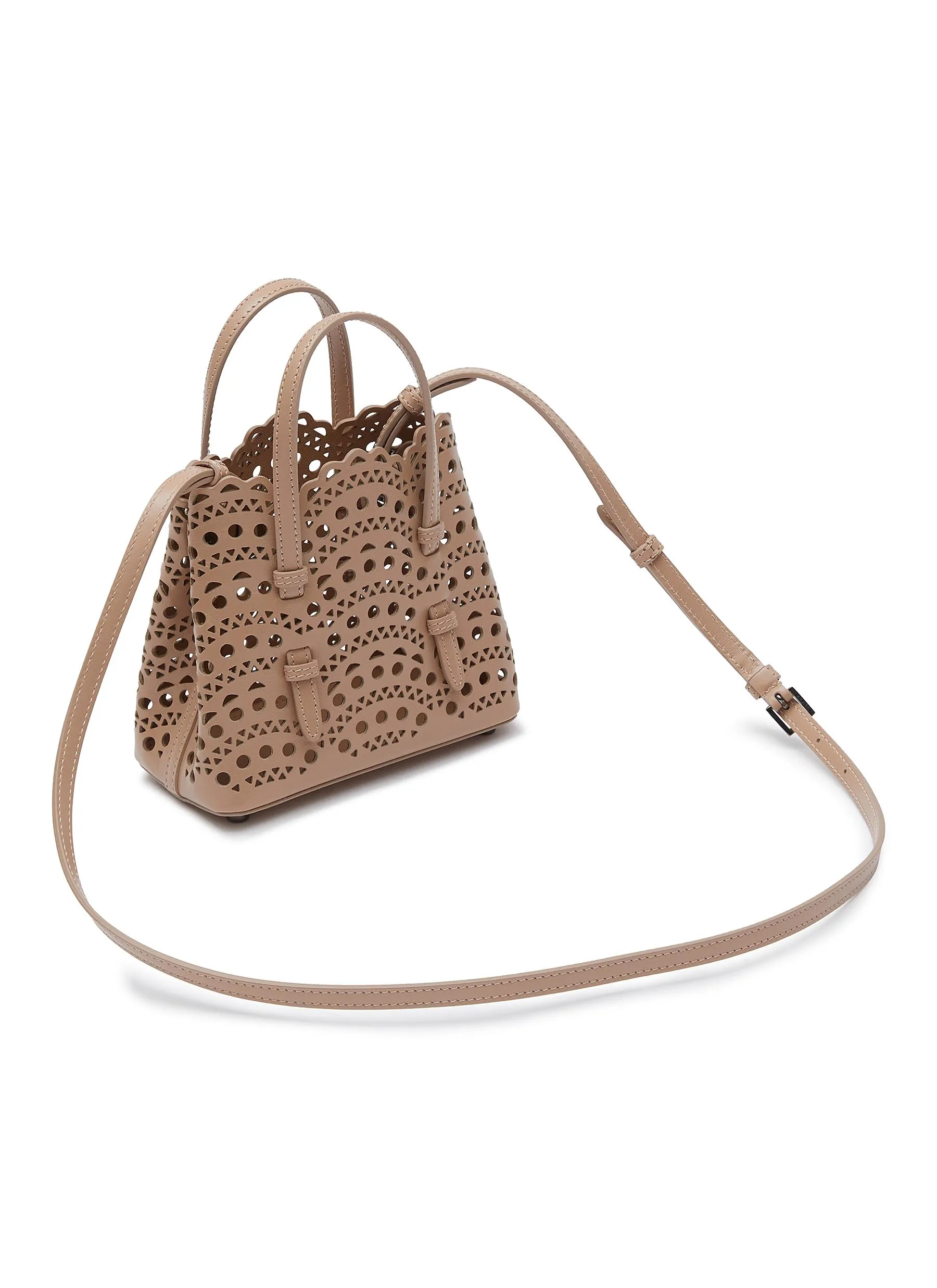 -----------ALAÏA  ---- ------------BEIGE ----‘MINA’ 16 VIENNE PERFORATED CALFSKIN LEATHER TOTE BAG --