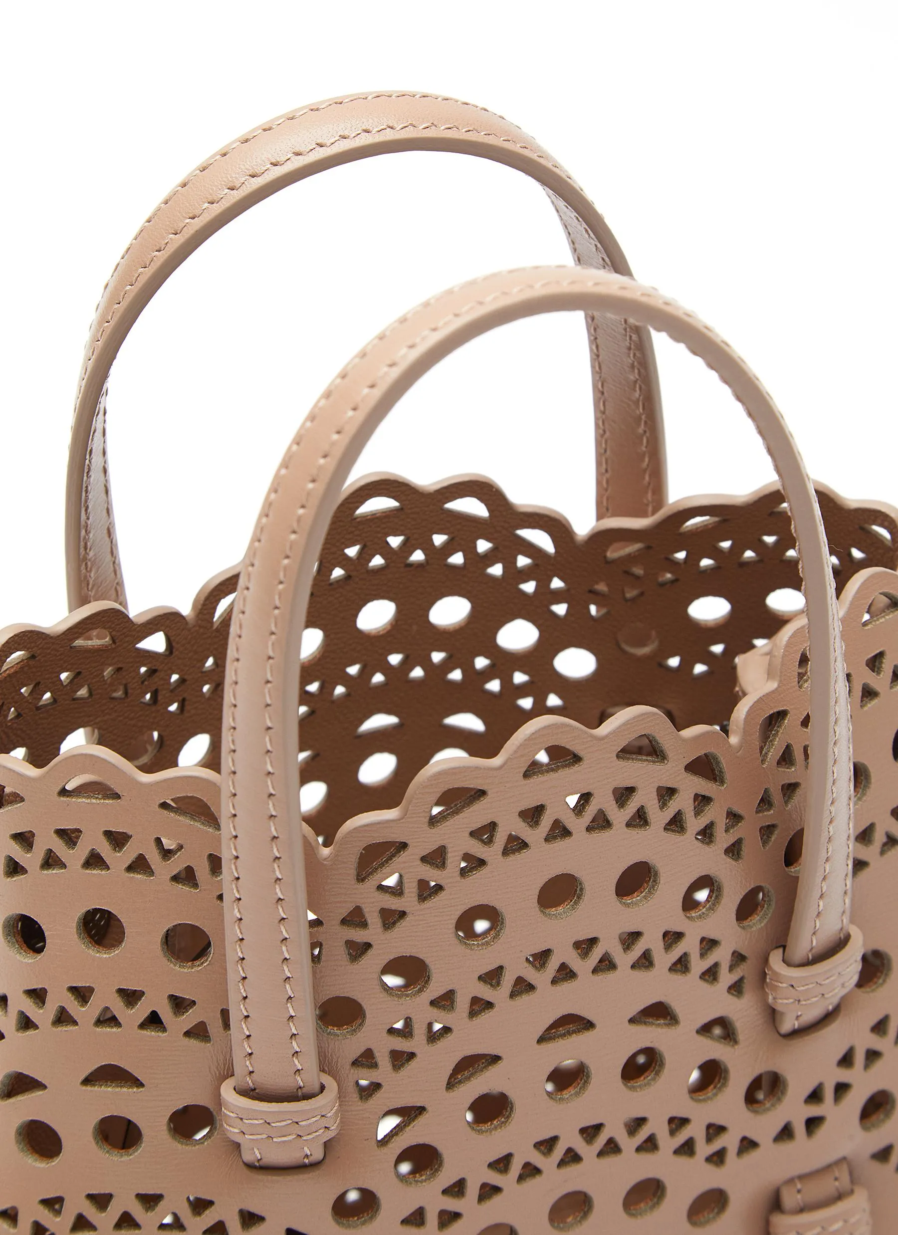 -----------ALAÏA  ---- ------------BEIGE ----‘MINA’ 16 VIENNE PERFORATED CALFSKIN LEATHER TOTE BAG --