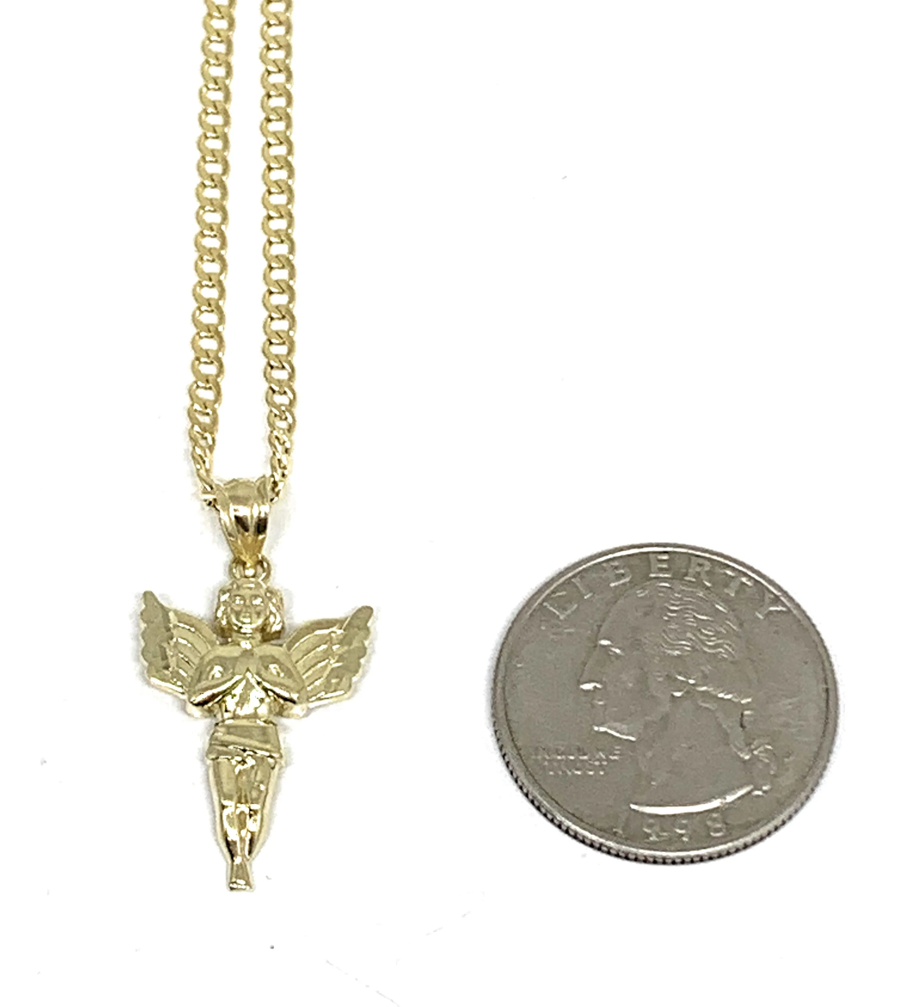 10k Solid Gold Yellow Angel Pendant Necklace (LG,MED,SM)