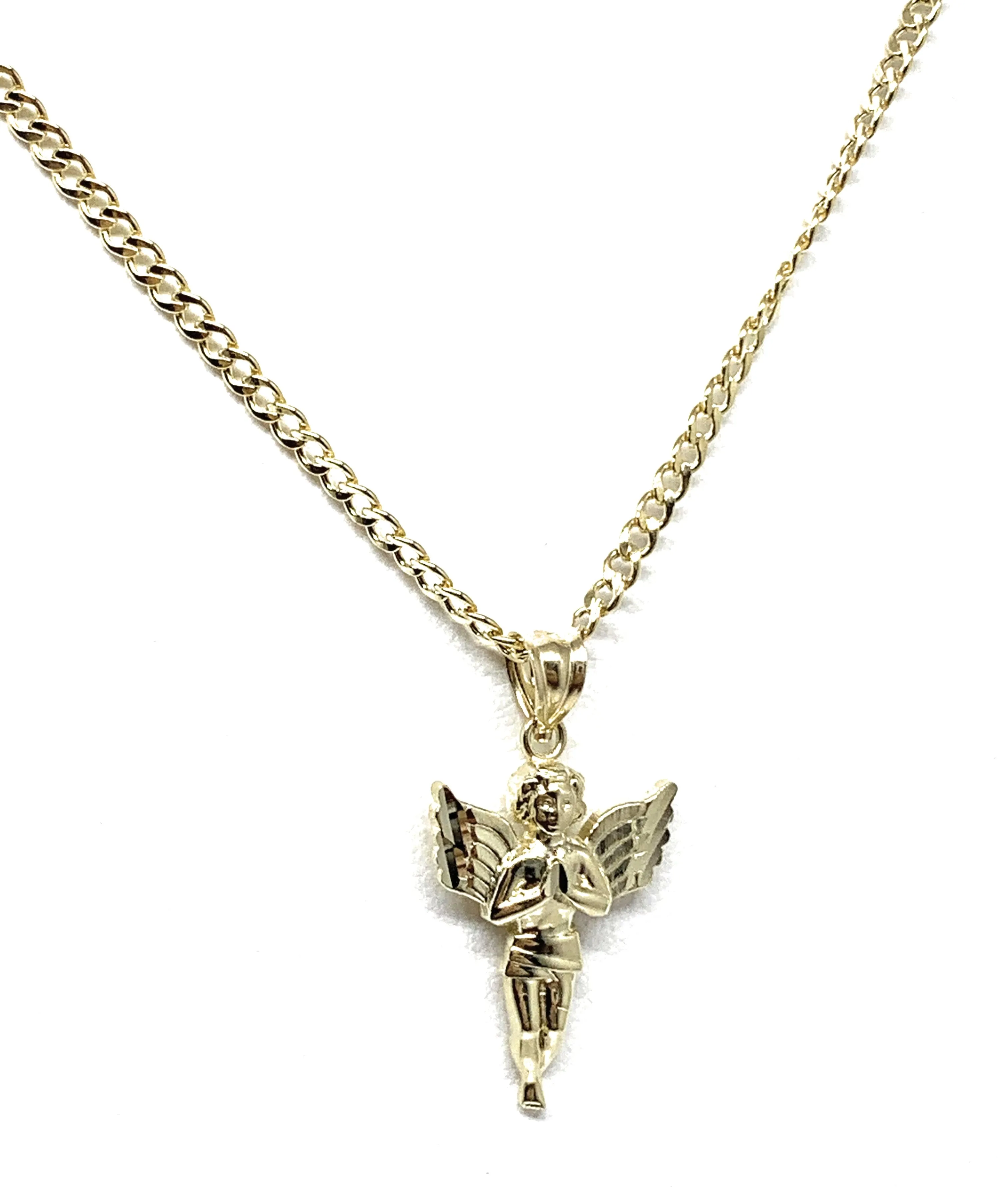 10k Solid Gold Yellow Angel Pendant Necklace (LG,MED,SM)