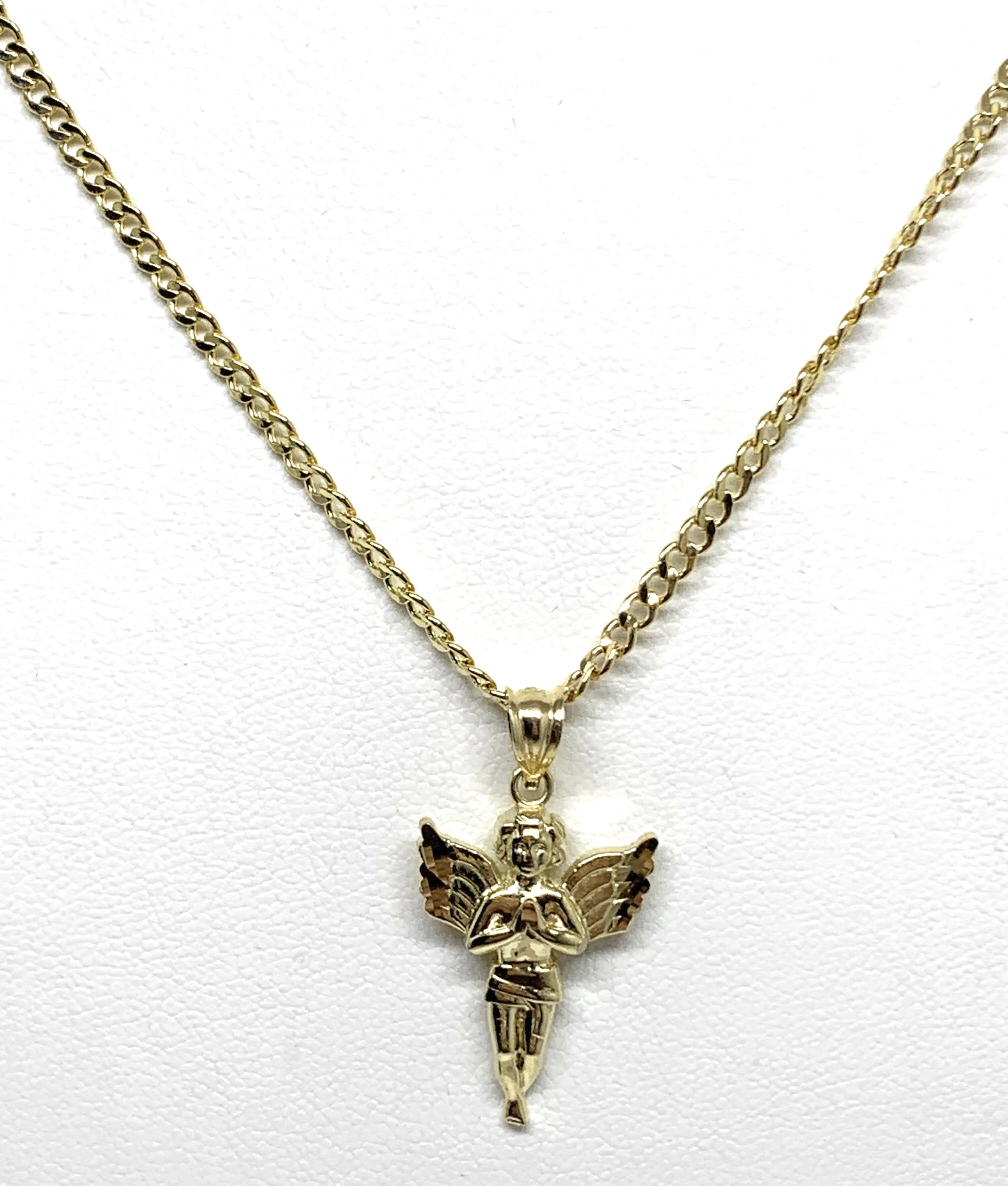 10k Solid Gold Yellow Angel Pendant Necklace (LG,MED,SM)