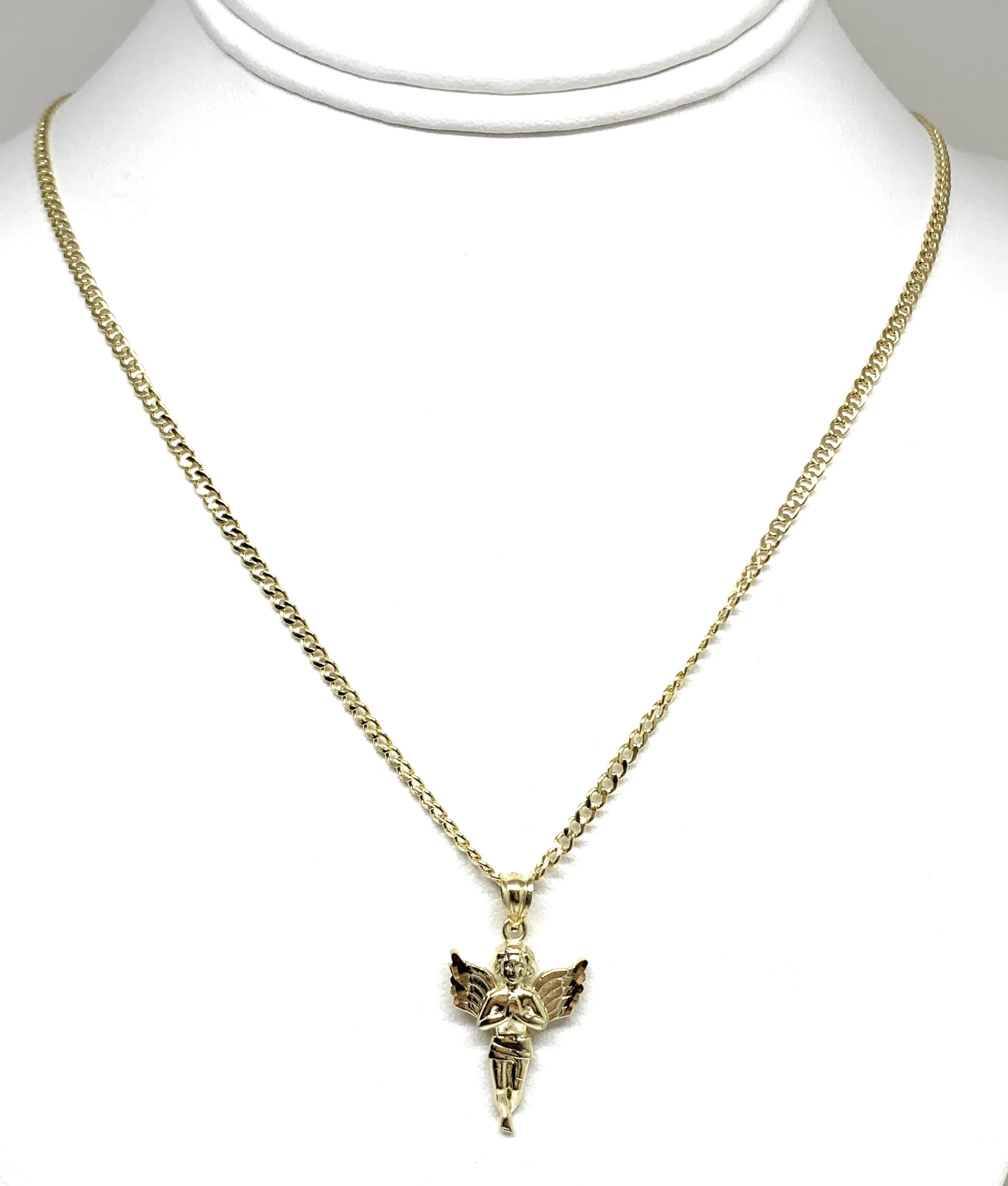 10k Solid Gold Yellow Angel Pendant Necklace (LG,MED,SM)