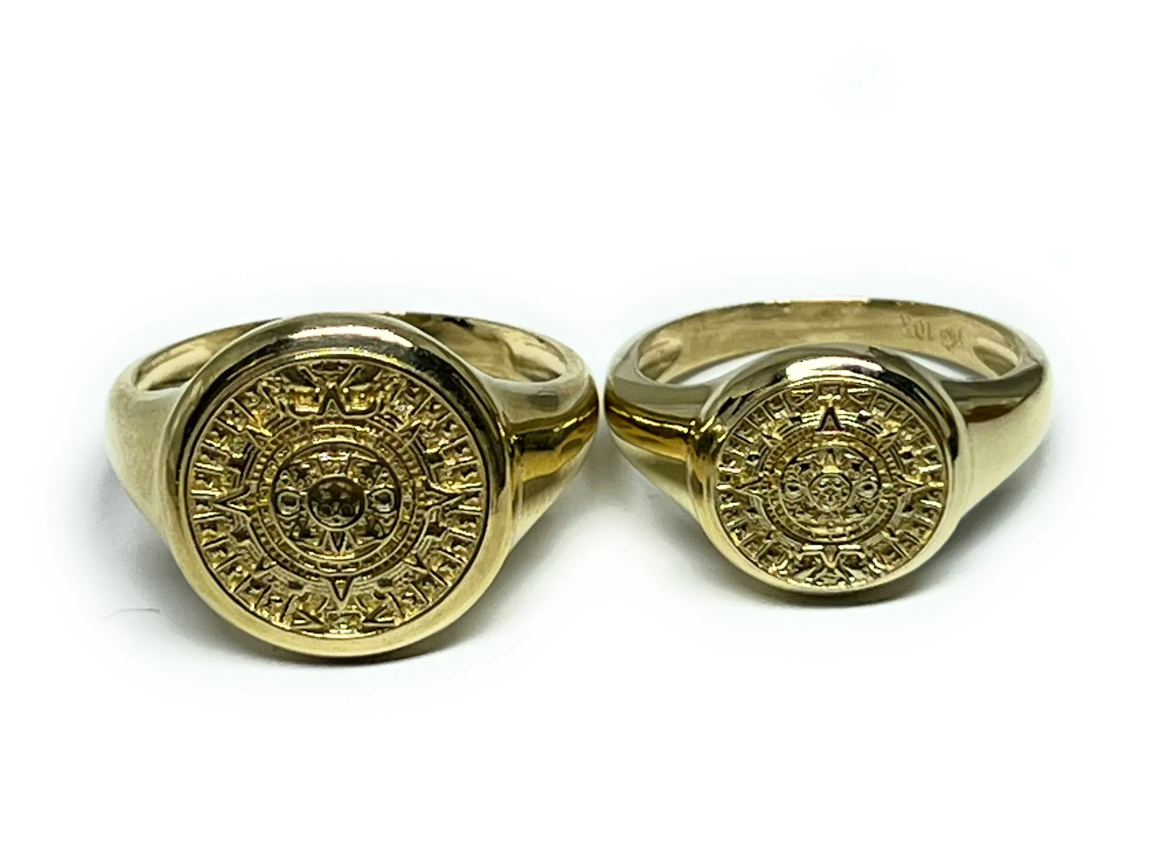 10k Solid Gold Yellow AZTEC CALENAR Ring (SM, MED)