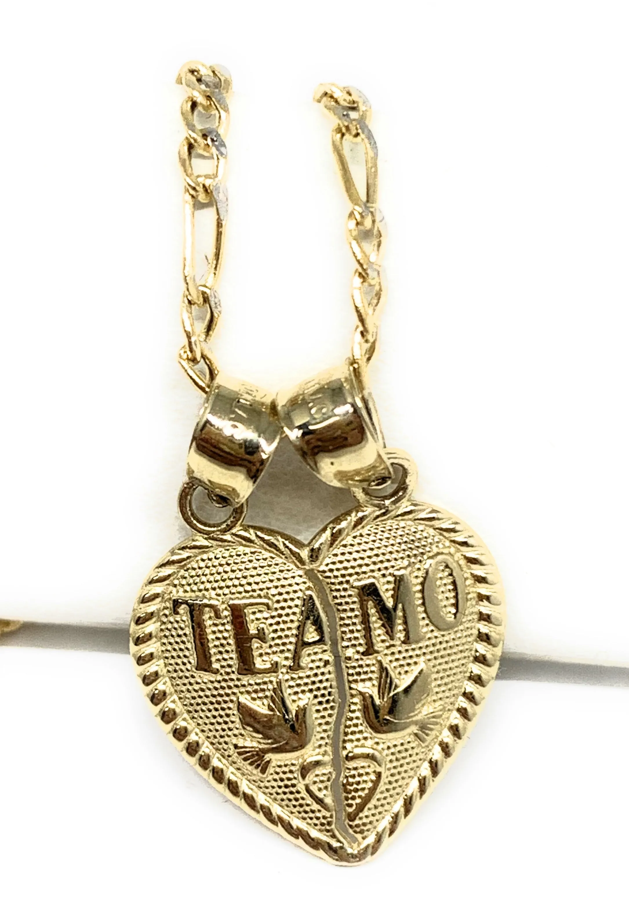 10k Solid Gold Yellow Gold “Te Amo Heart Split Pendant (LG,MED,SM)