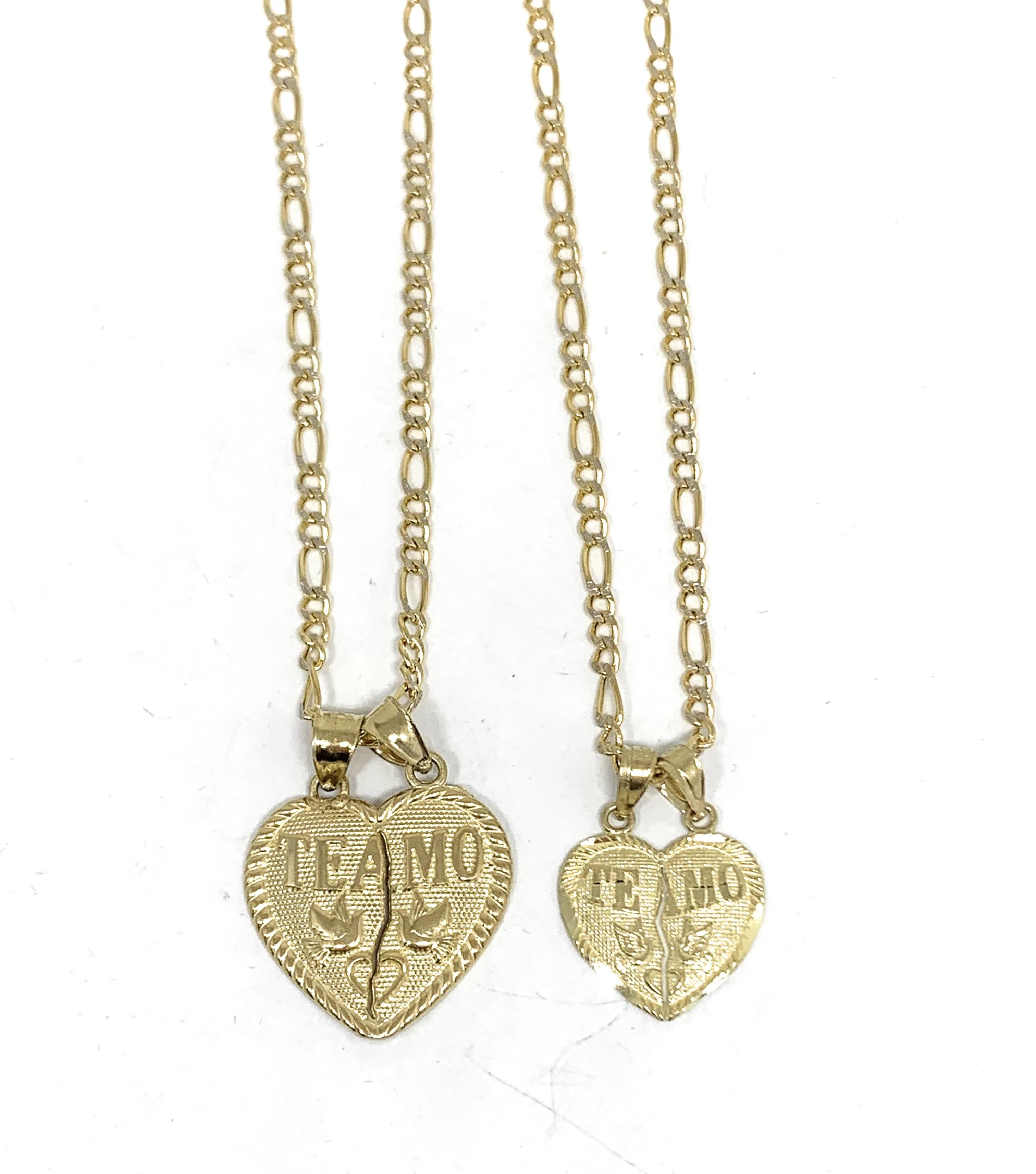 10k Solid Gold Yellow Gold “Te Amo Heart Split Pendant (LG,MED,SM)