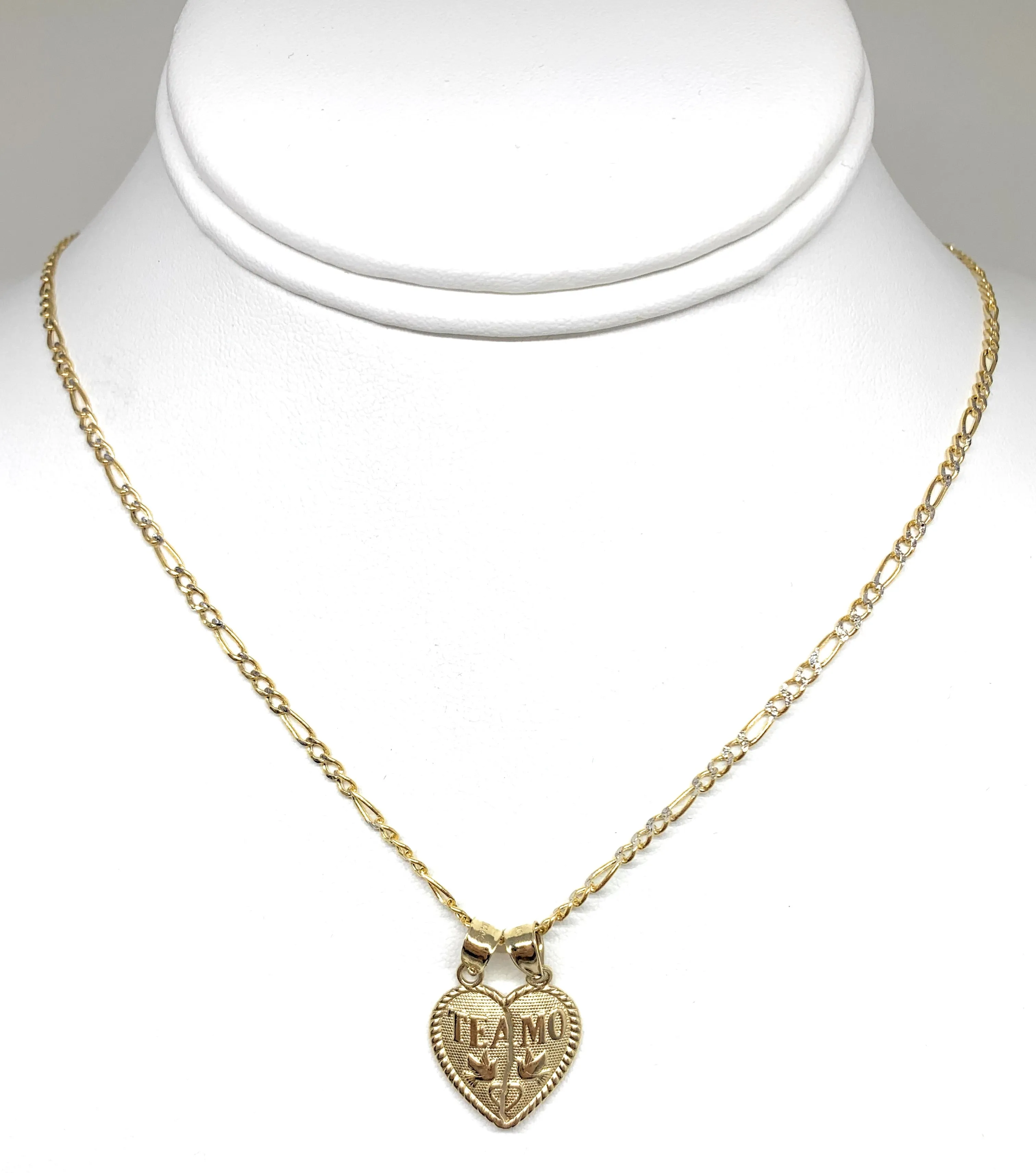 10k Solid Gold Yellow Gold “Te Amo Heart Split Pendant (LG,MED,SM)