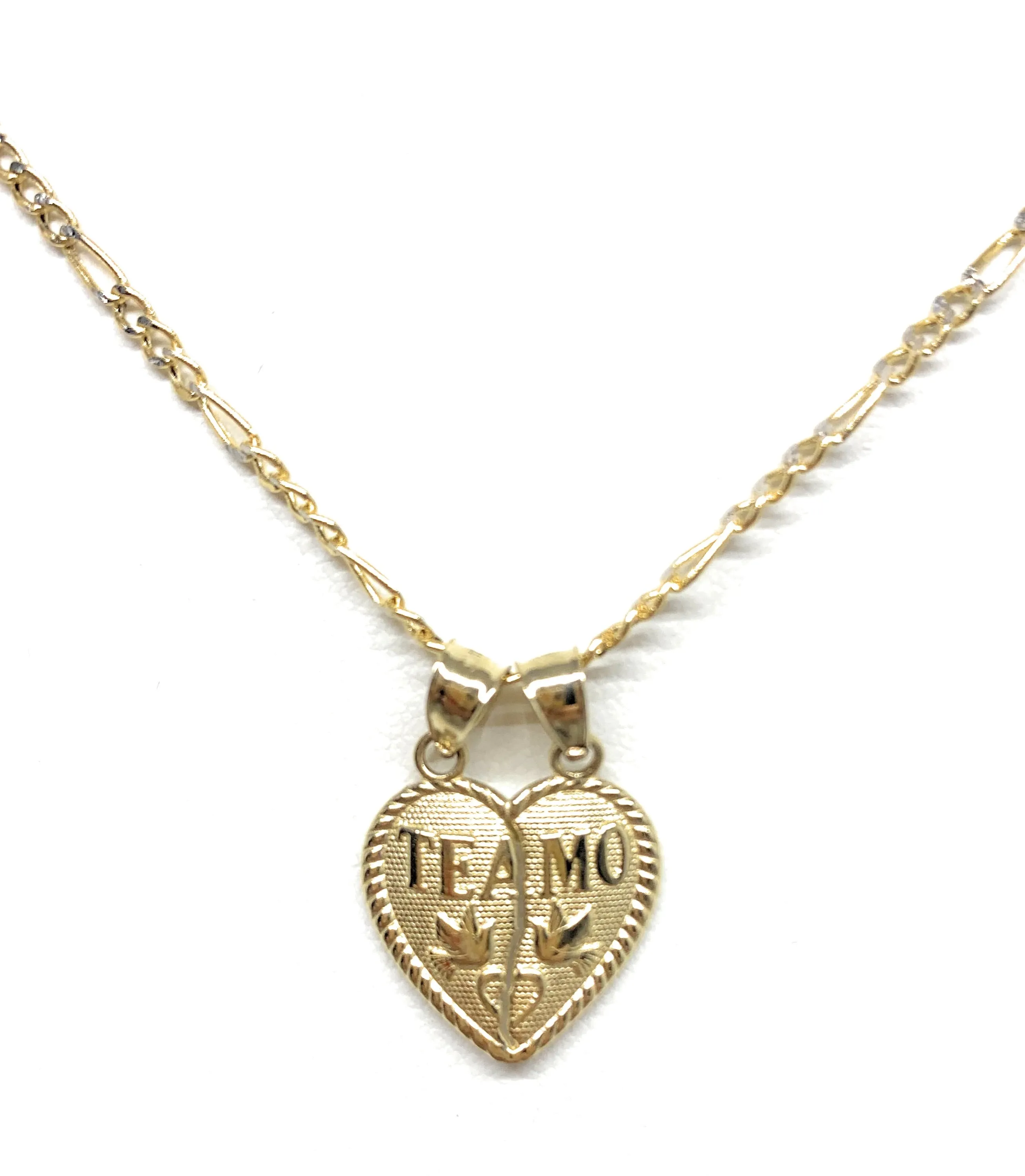 10k Solid Gold Yellow Gold “Te Amo Heart Split Pendant (LG,MED,SM)