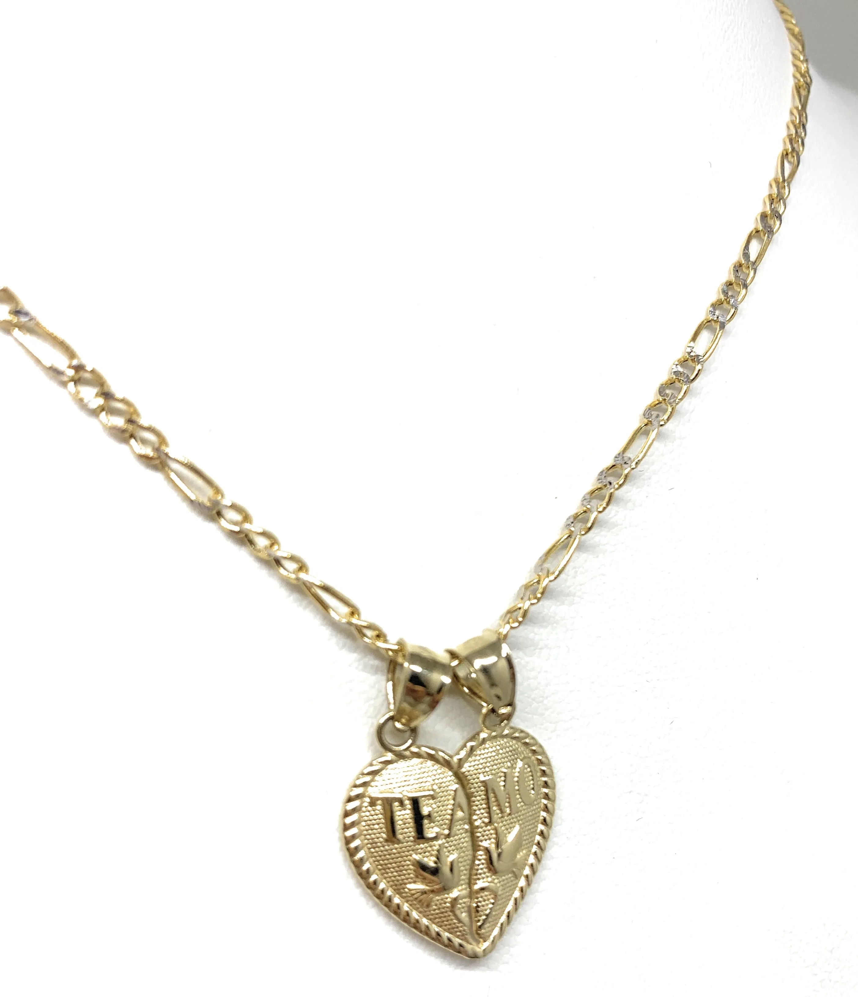 10k Solid Gold Yellow Gold “Te Amo Heart Split Pendant (LG,MED,SM)