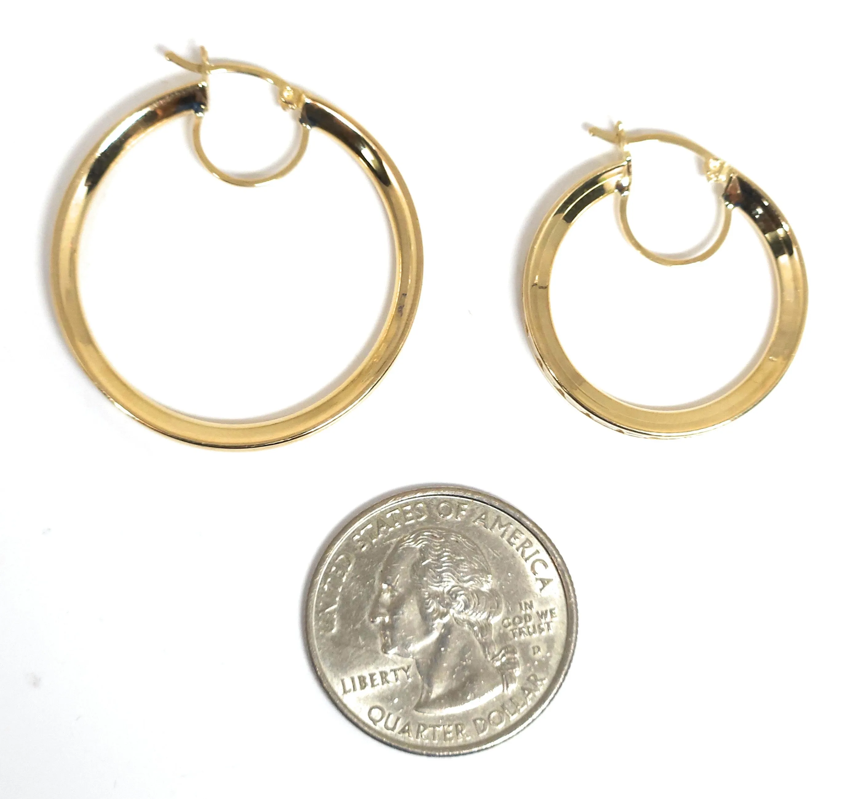 14k Solid Gold Cubic Zirconia Hoop Earrings (SM,MED,LG)