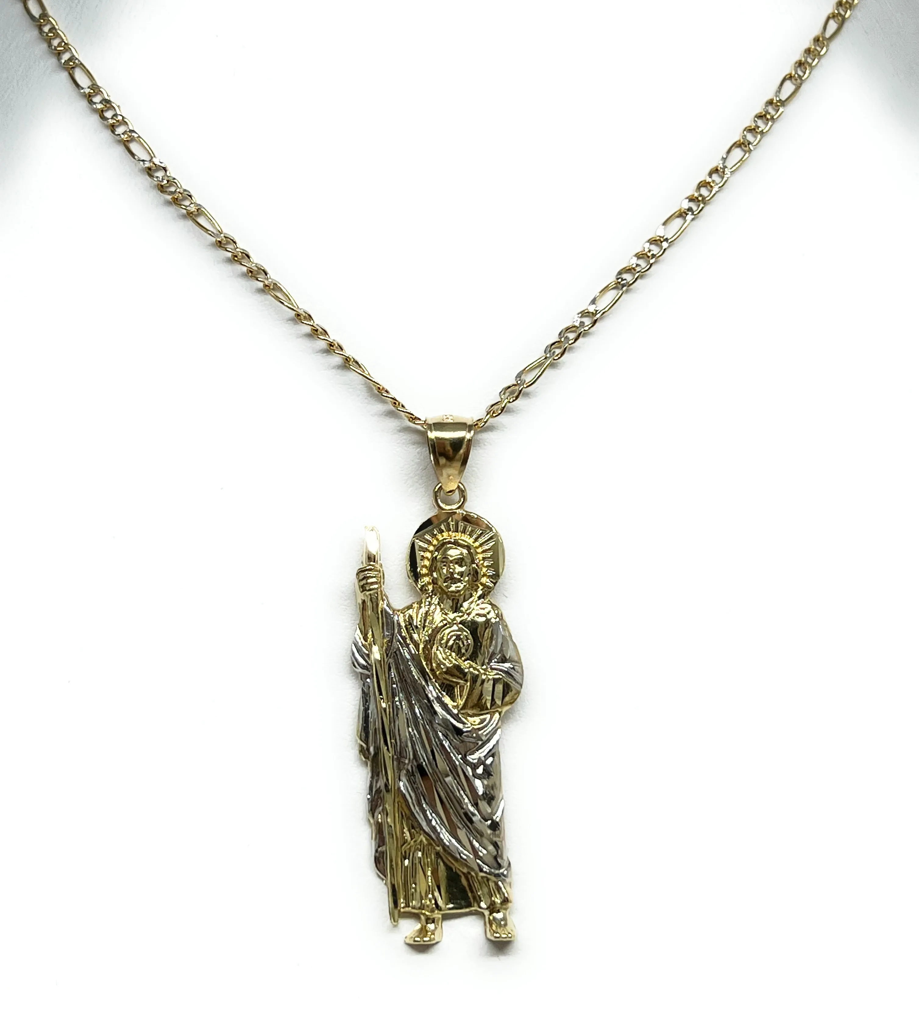 14k Solid Gold Yellow 2-Tone Saan Judas Saaint Jude Pendant (SM, MED)