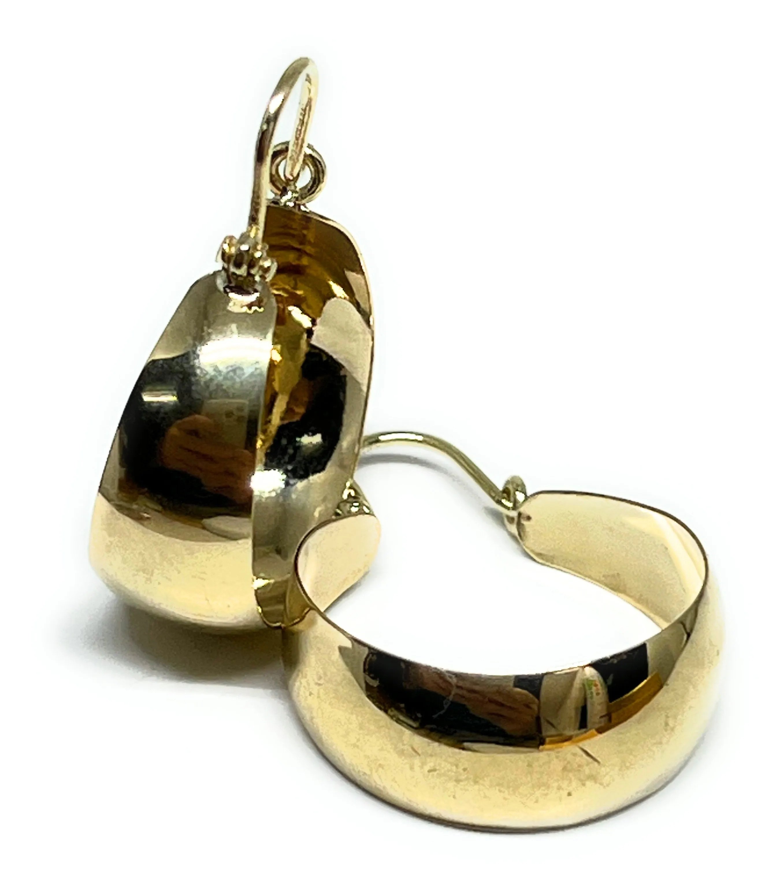 14k Solid Gold YELLOW CLASSIC Basket Earrings Aracadas (SM,MED,LG)