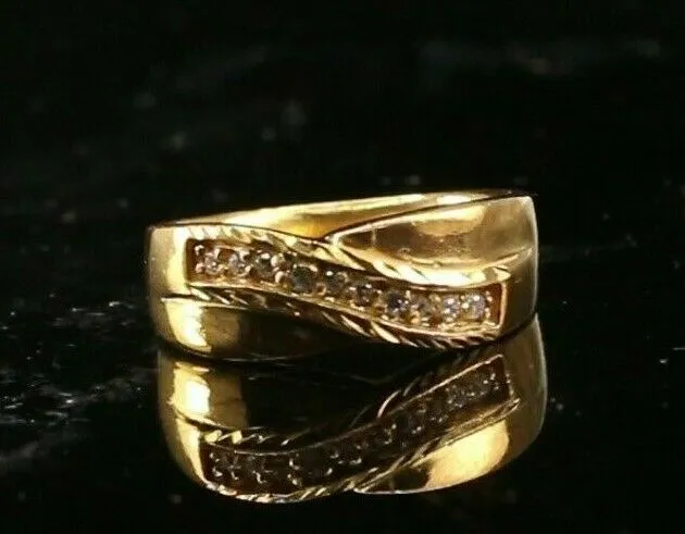 22k Ring Solid Gold ELEGANT Charm Ladies Ring SIZE 5-3/4 RESIZABLE r2180