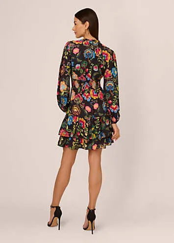 Adrianna by Adrianna Papell Smocked Printed Short Dress | Kaleidoscope