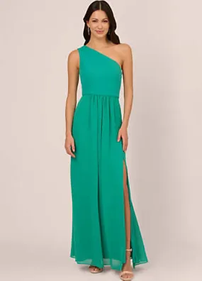 Adrianna Papell One Shoulder Chiffon Gown | Grattan