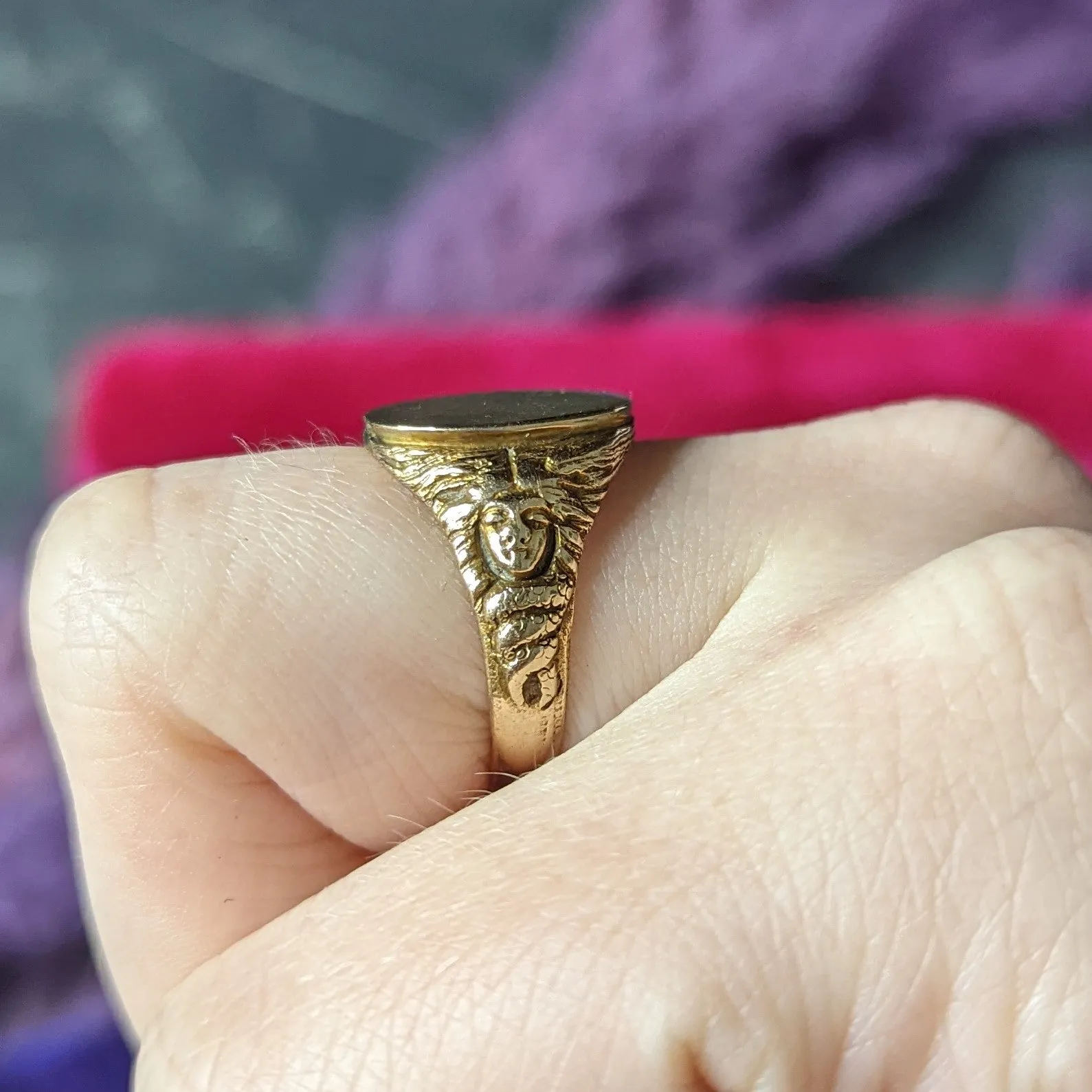 Art Nouveau 14 Karat Yellow Gold Medusa Snake Unisex Signet Antique Ring