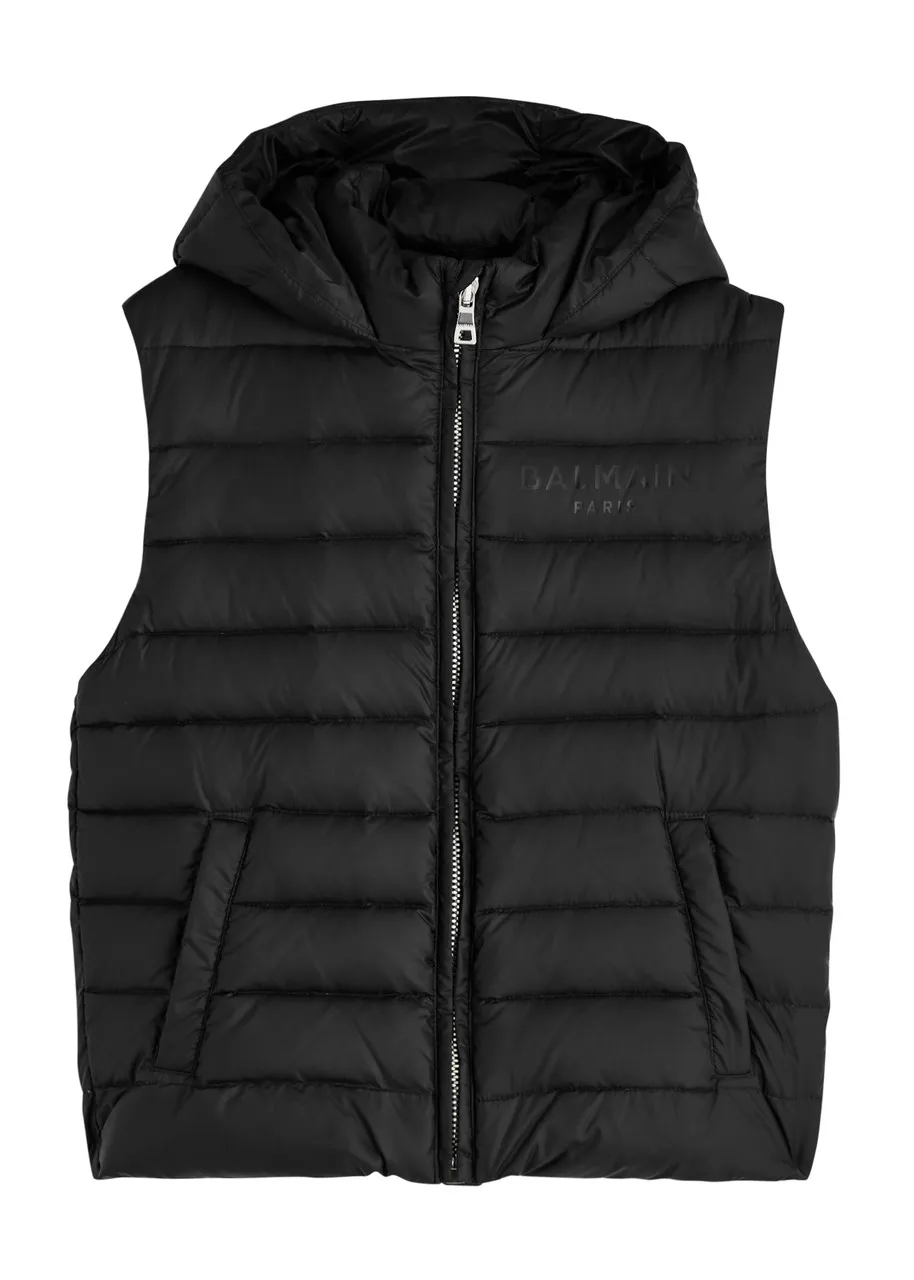 BALMAIN KIDS Logo quilted nylon jacket (8-10 years) -                         -                     -                