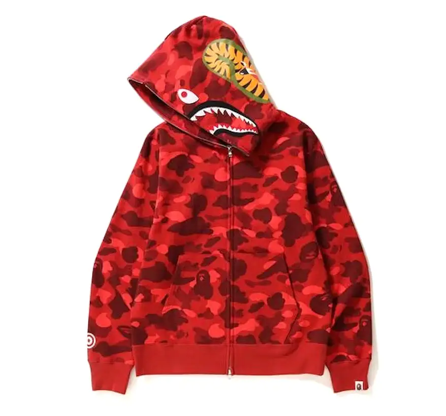 BAPE COLOR CAMO SHARK FULL ZIP HOODIE RED