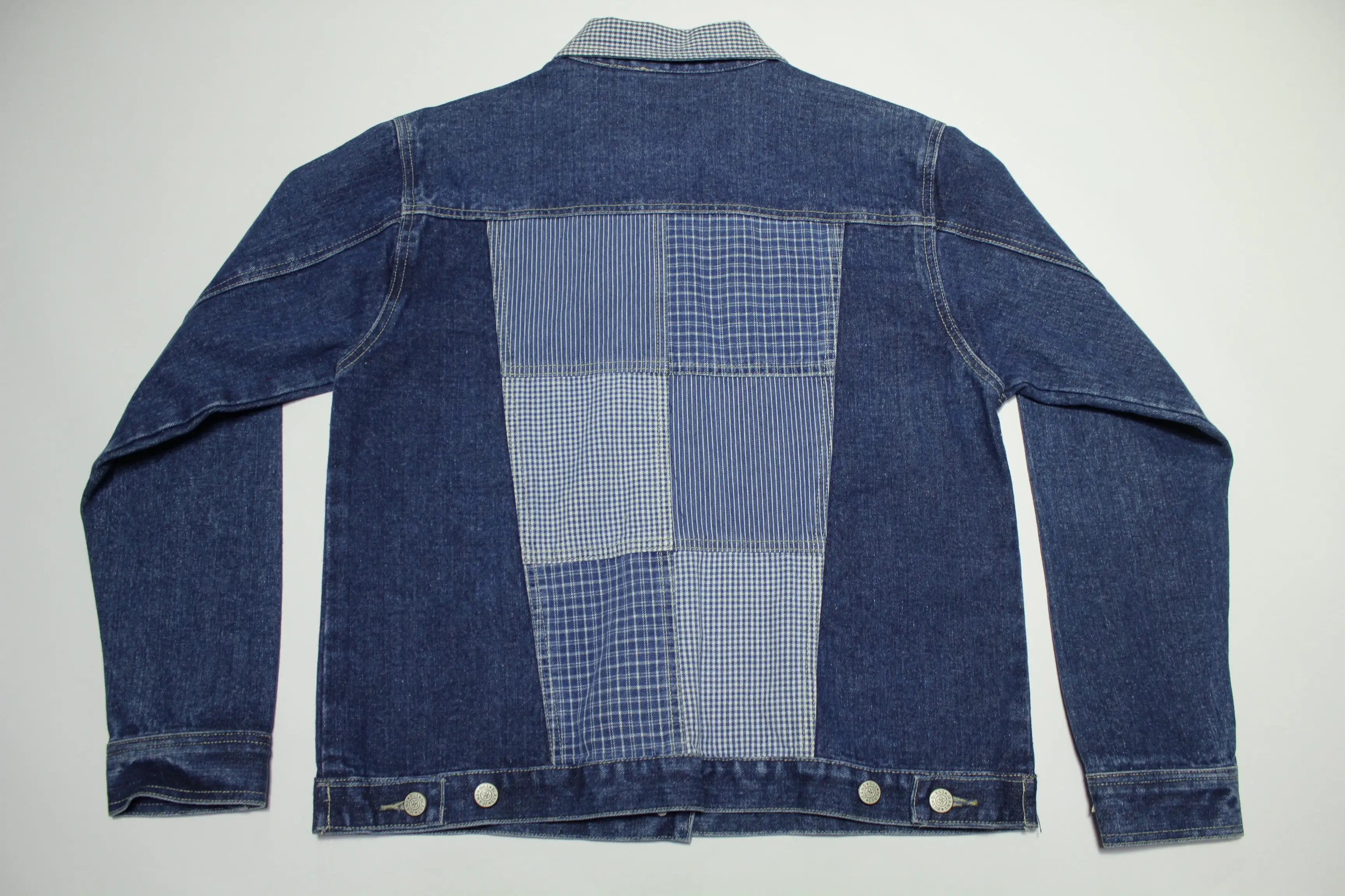 Bill Blass Plaid Patchwork Vintage 90's Denim Jean Jacket