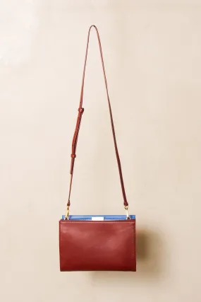 Blue and Rust Crossbody Clutch Bag