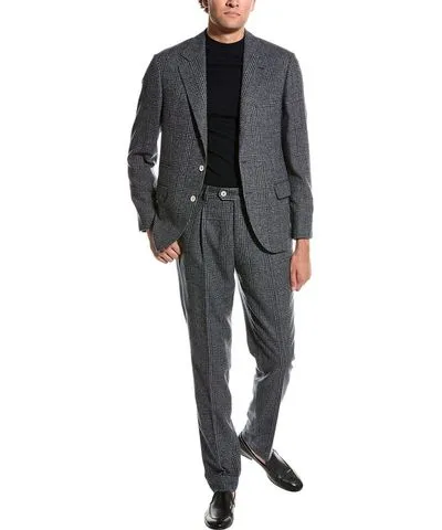 Brunello Cucinelli Wool, Silk & Cashmere-Blend Suit with Pleated Pant