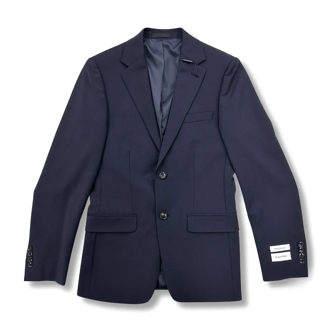 Calvin Klein Mens Skinny Fit Navy Wool Stretch Suit (Jacket & Pant)