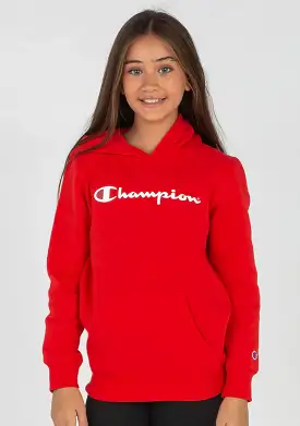 CHAMPION JUNIOR SCRIPT RED HOODIE