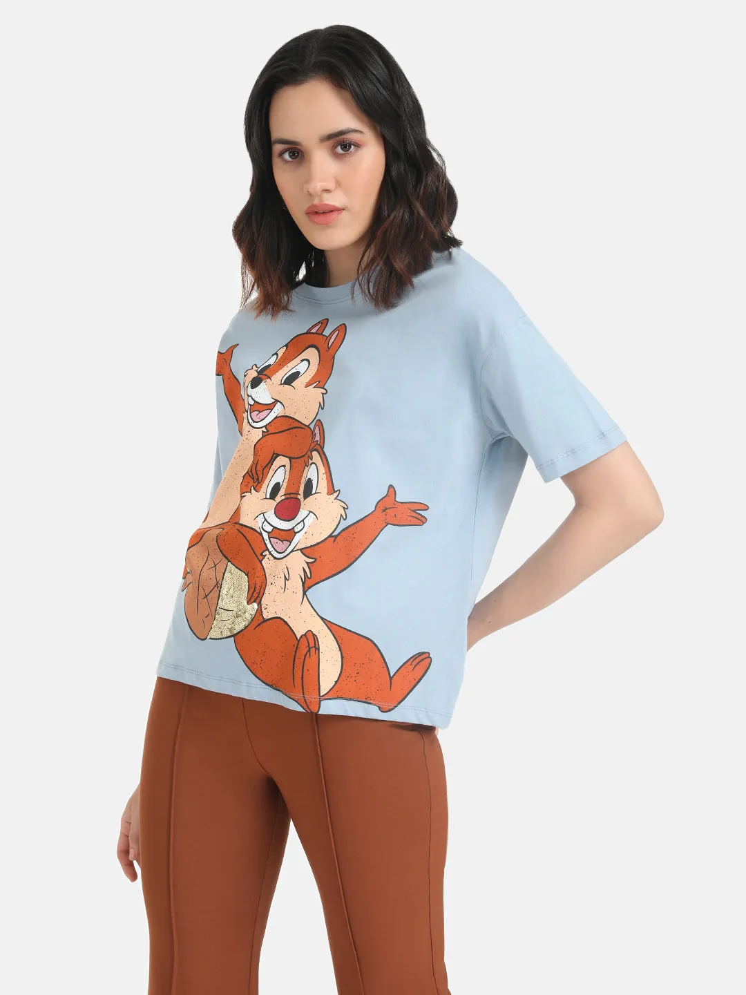 Chip And Dale  Disney Printed T-Shirt With Sequin Work