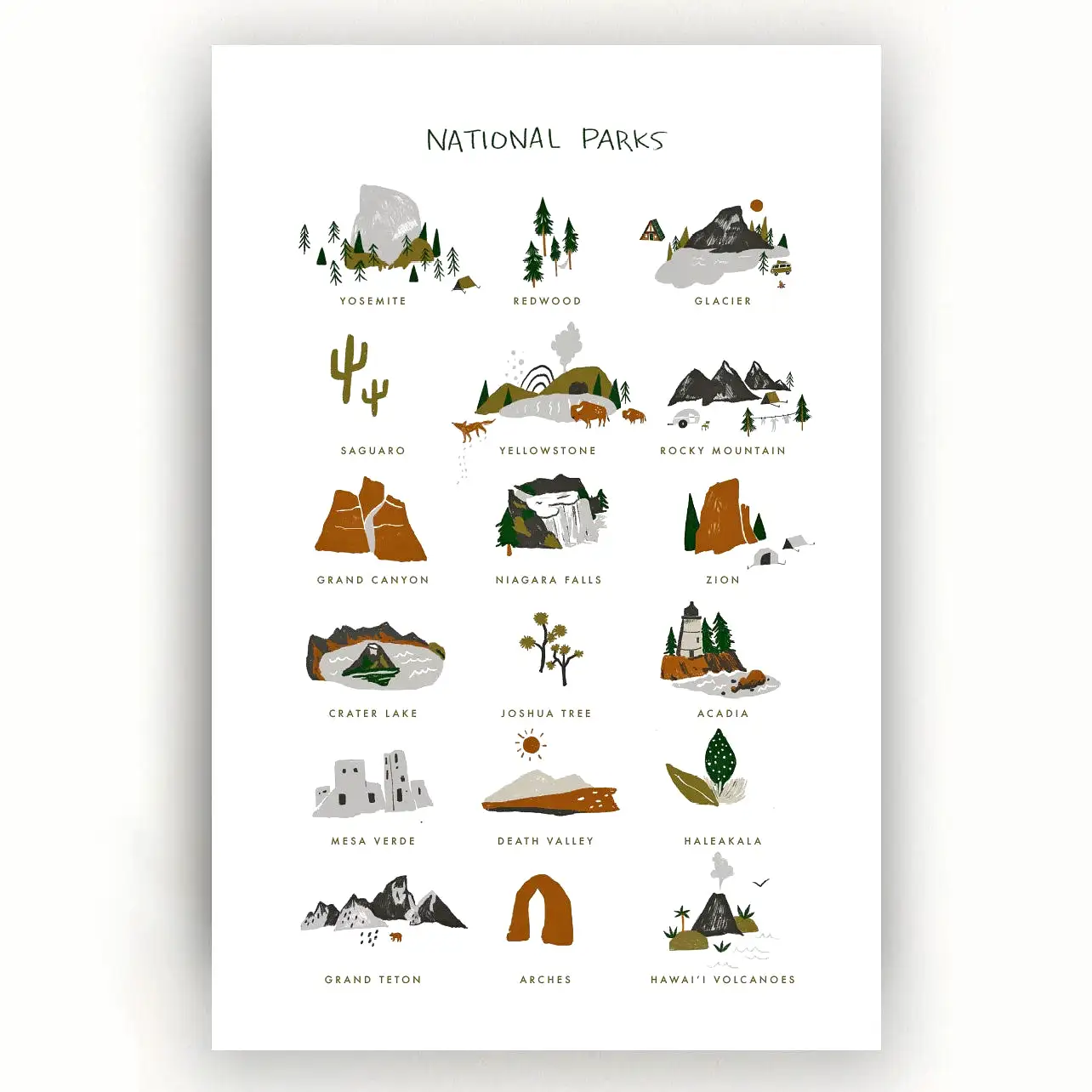 Clementine Kids Art Print - National Parks - Portrait 11 x 14