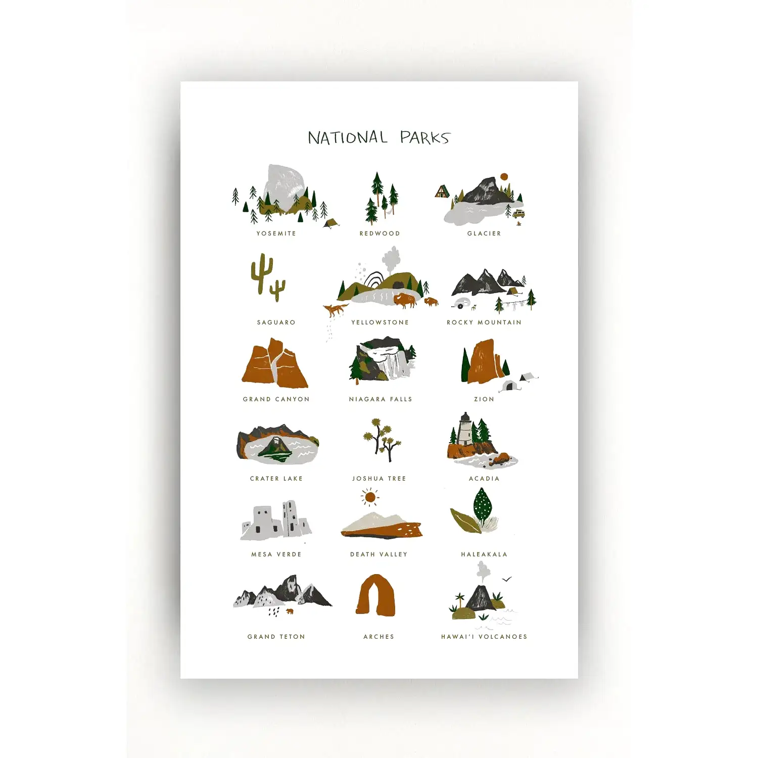 Clementine Kids Art Print - National Parks - Portrait 11 x 14