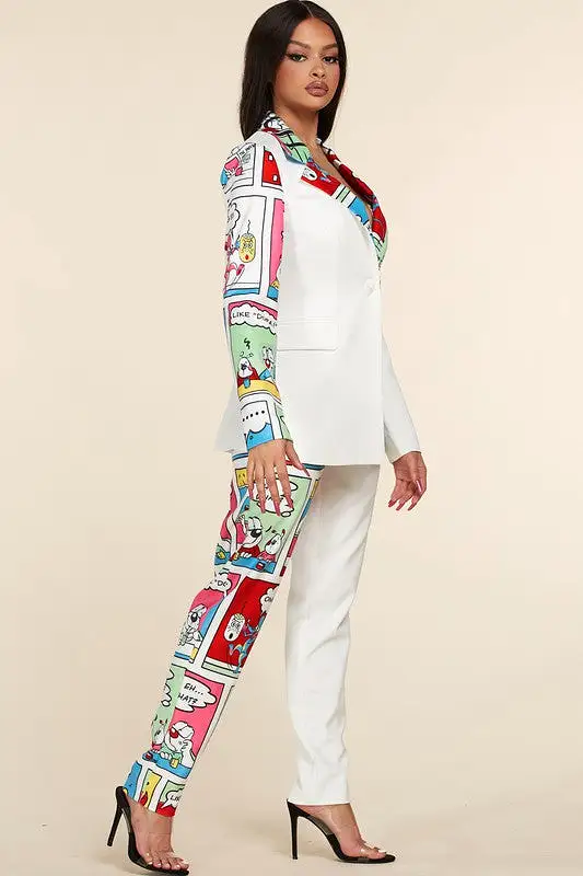 Color Block Plus Size Two Piece Pant Suit