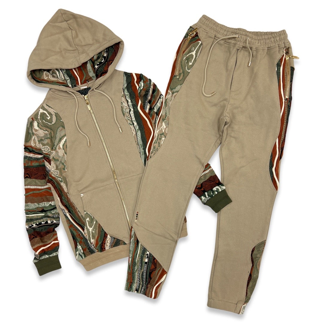 Coogi Khaki Zip Up Jogging Set