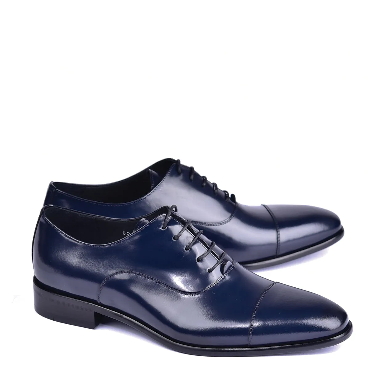 Corrente C0094 6265 Men's Shoes Navy Shiny Calf Skin Leather Cap toe Lace Up Oxfords (CRT1449)