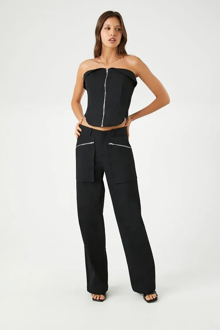 Cropped Zip-Up Tube Top