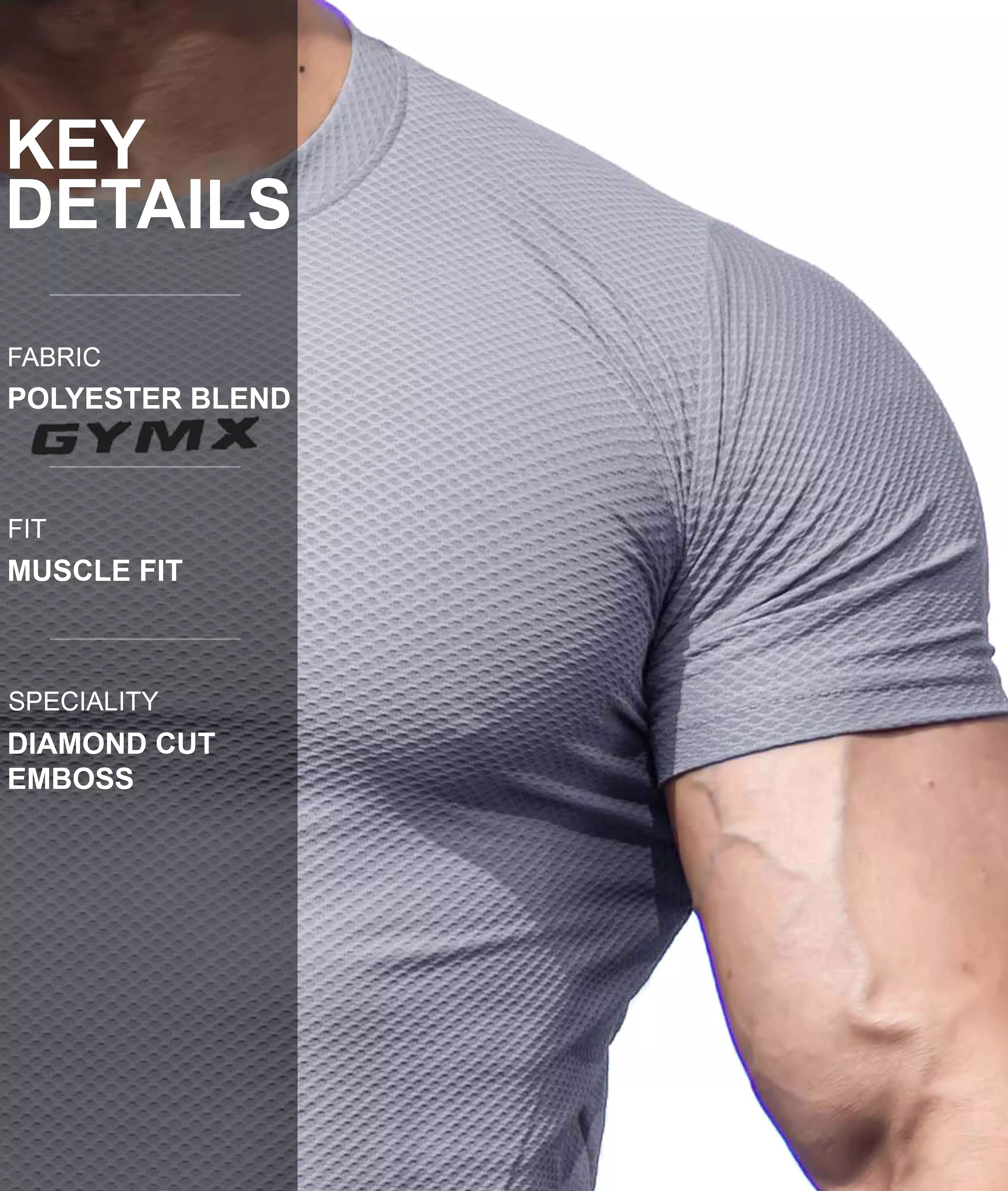 Diamond Cut GymX Tee: Heather Grey