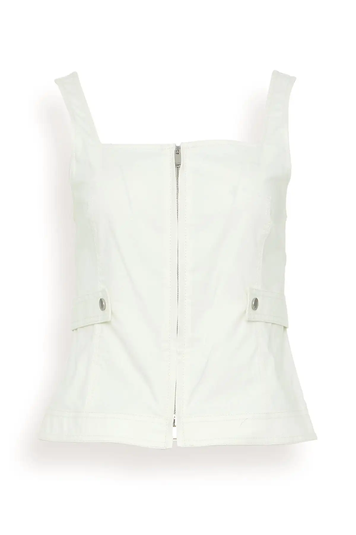 Dolce Zip Up Top in White