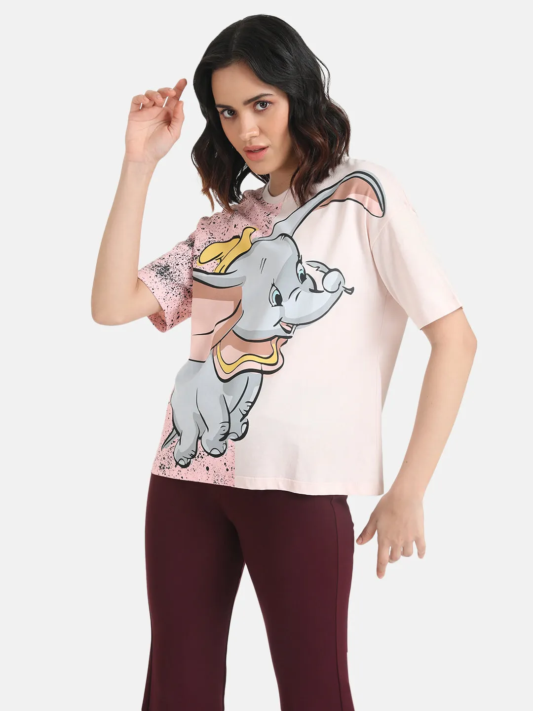 Dumbo  Disney Half And Half Printed T-Shirt