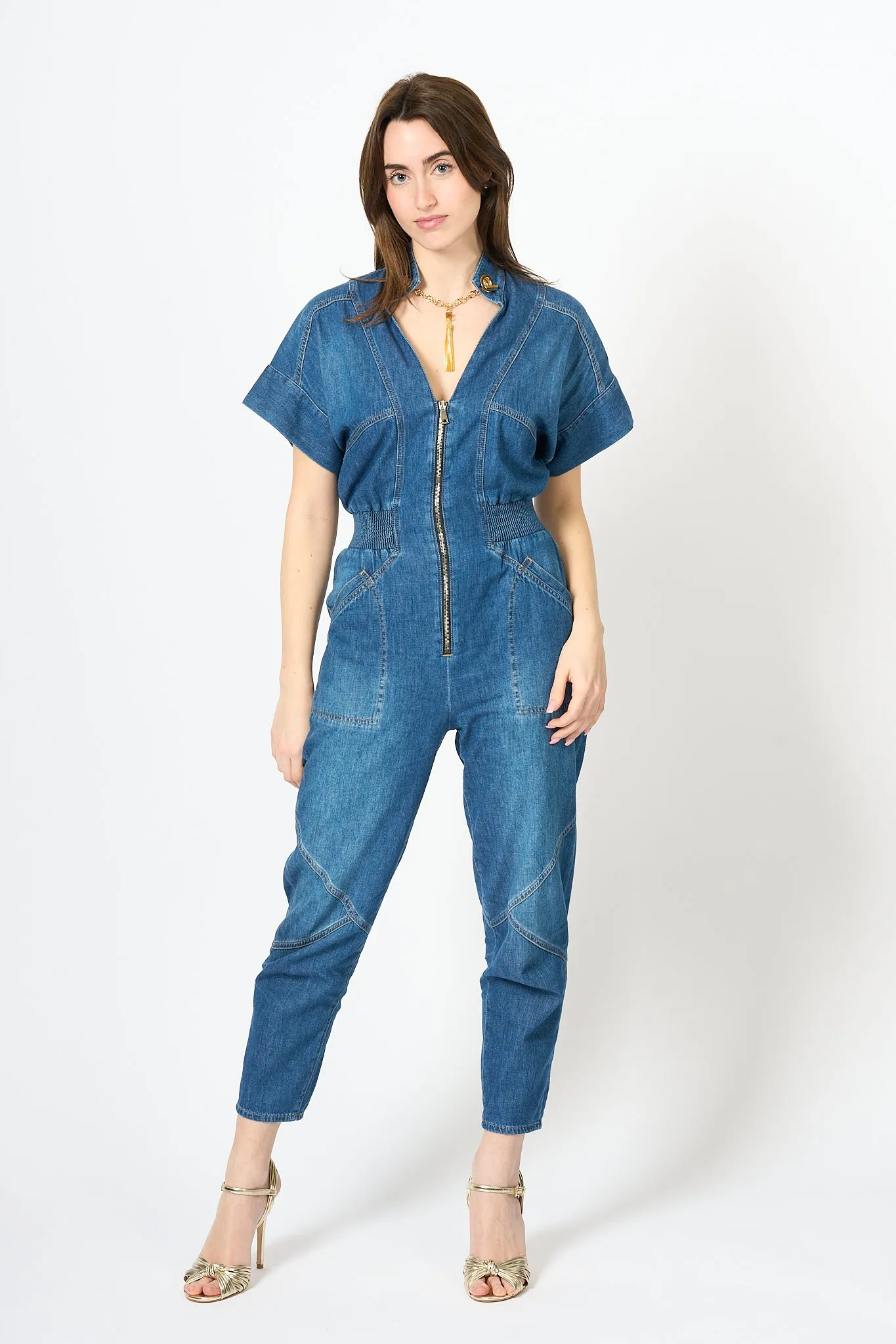 Elisabetta Franchi Tuta Denim Blu Donna