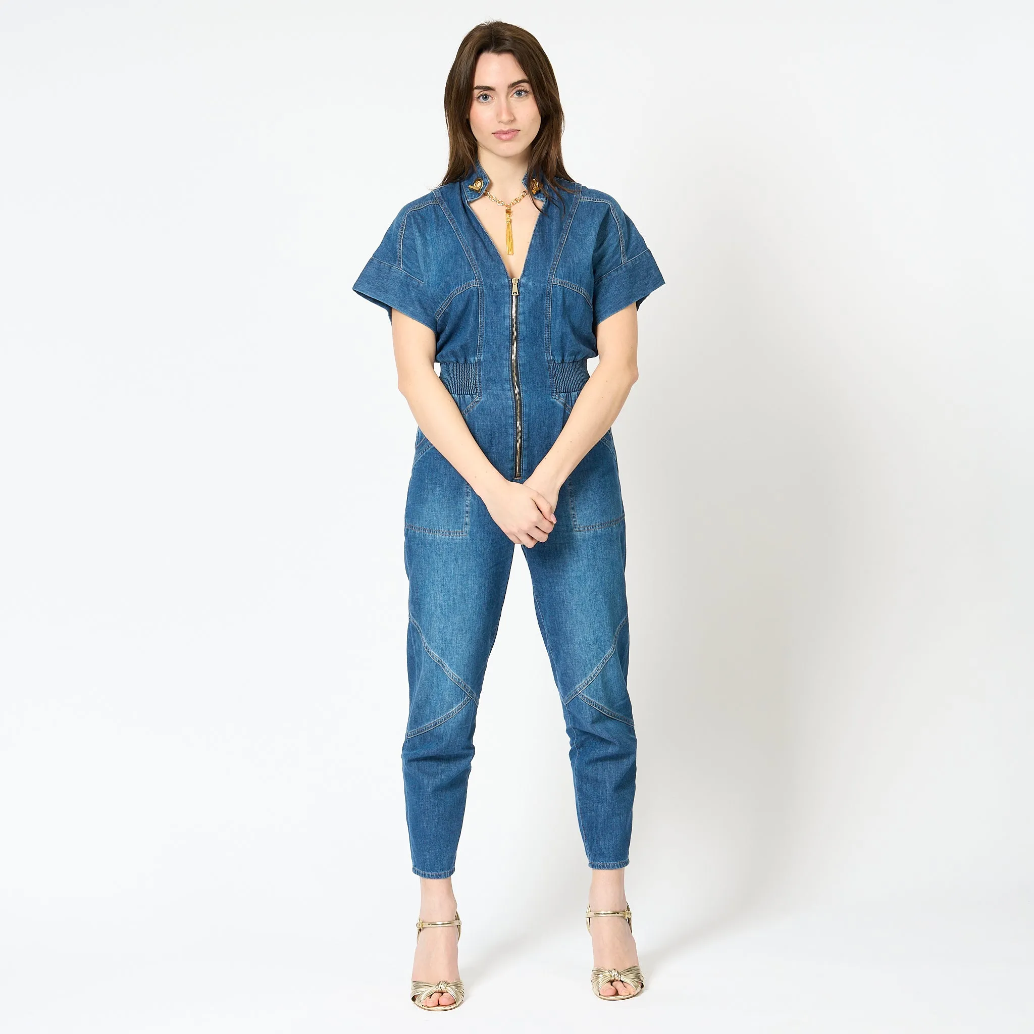 Elisabetta Franchi Tuta Denim Blu Donna