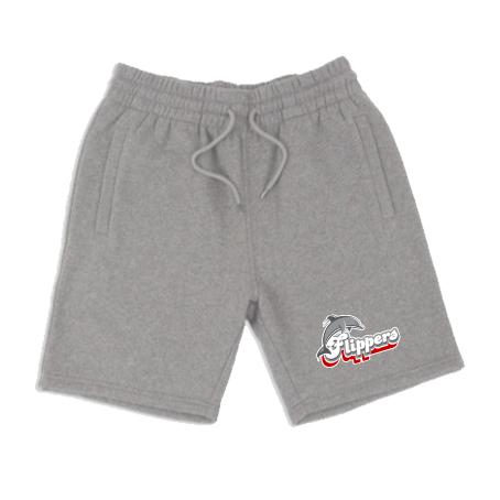 Flippers - Heather Grey Embroidered Fleece Shorts