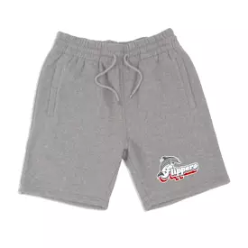 Flippers - Heather Grey Embroidered Fleece Shorts