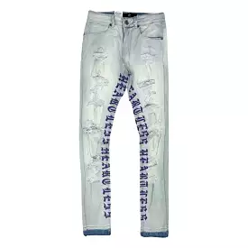 Focus Purple Heartless Letter Jeans (3669)