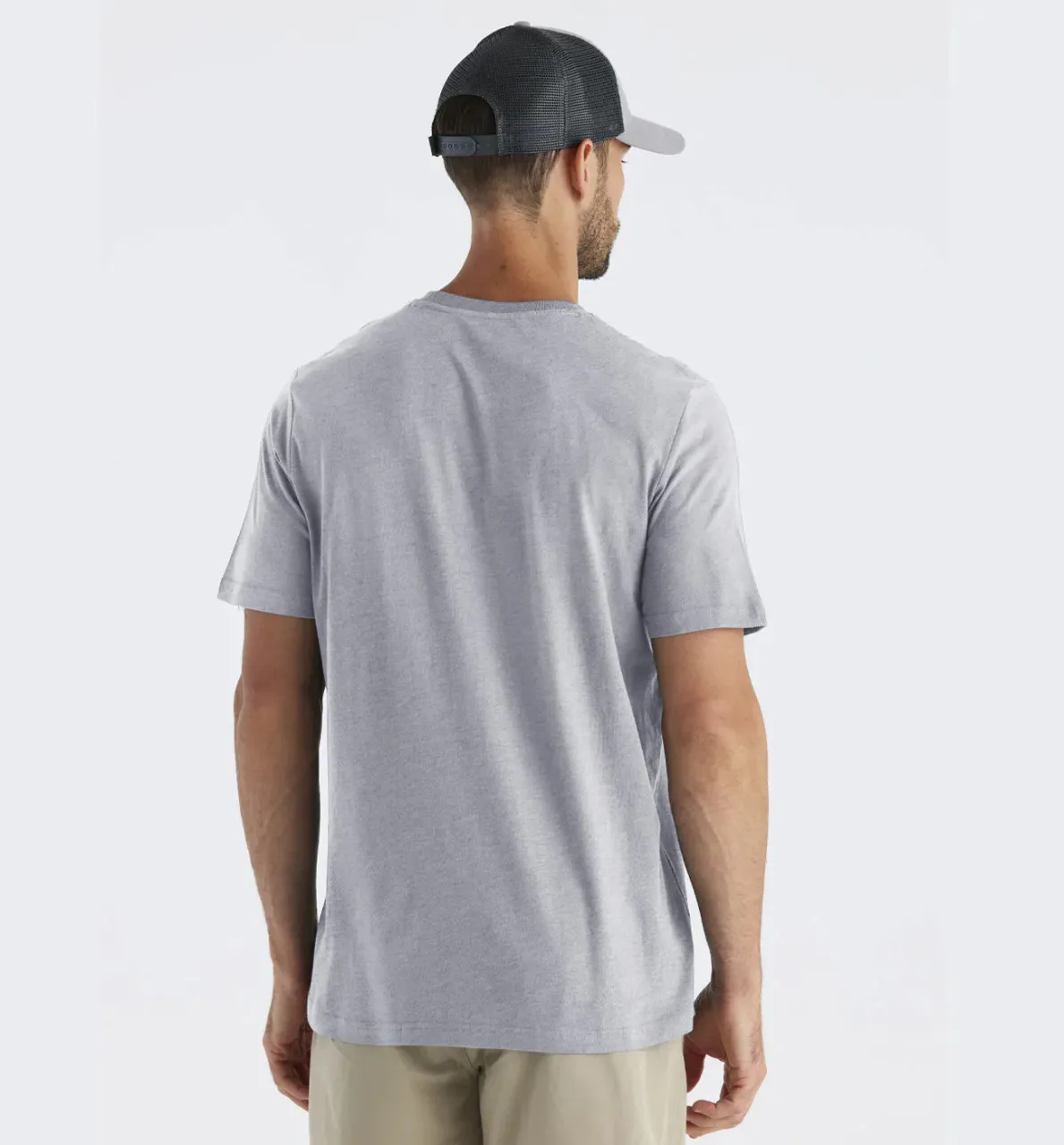 Free Fly Men's Bamboo Heritage Pocket Tee: Light Heather Grey