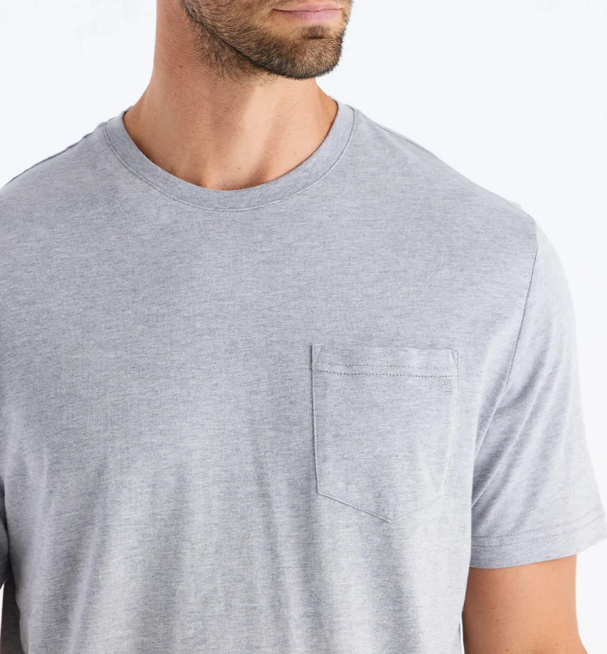 Free Fly Men's Bamboo Heritage Pocket Tee: Light Heather Grey