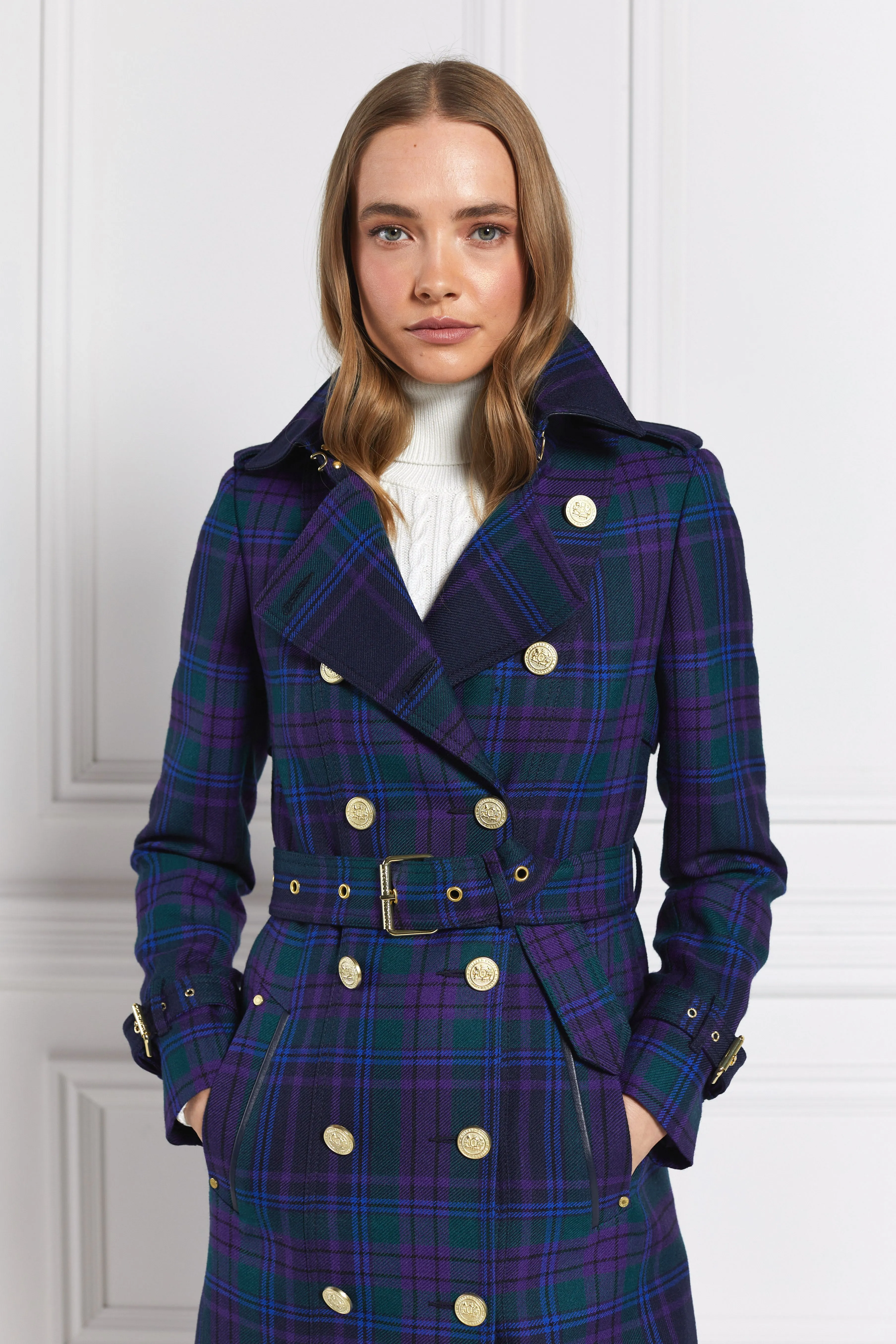 Full Length Marlborough Trench Coat (Heather Tartan)