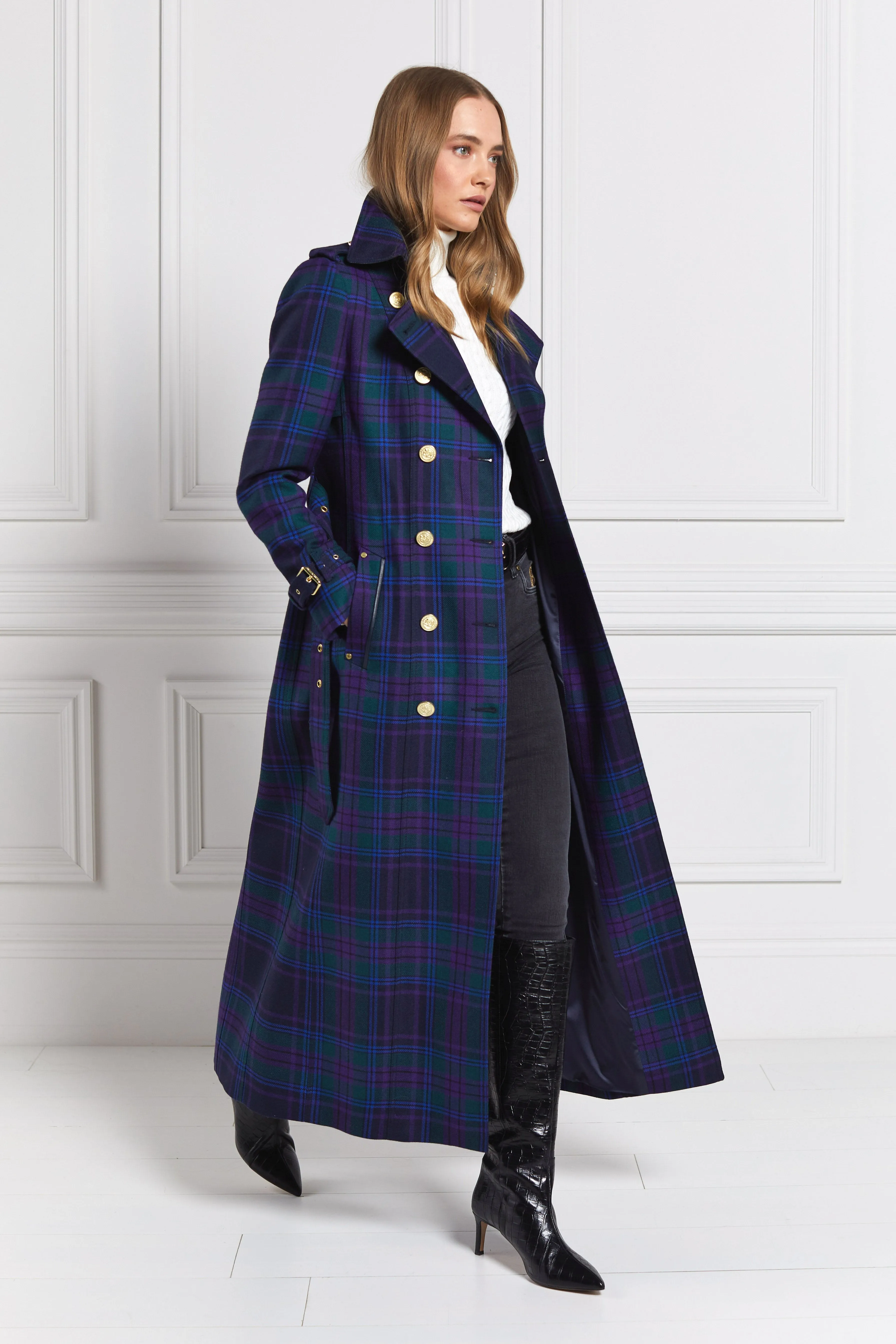 Full Length Marlborough Trench Coat (Heather Tartan)