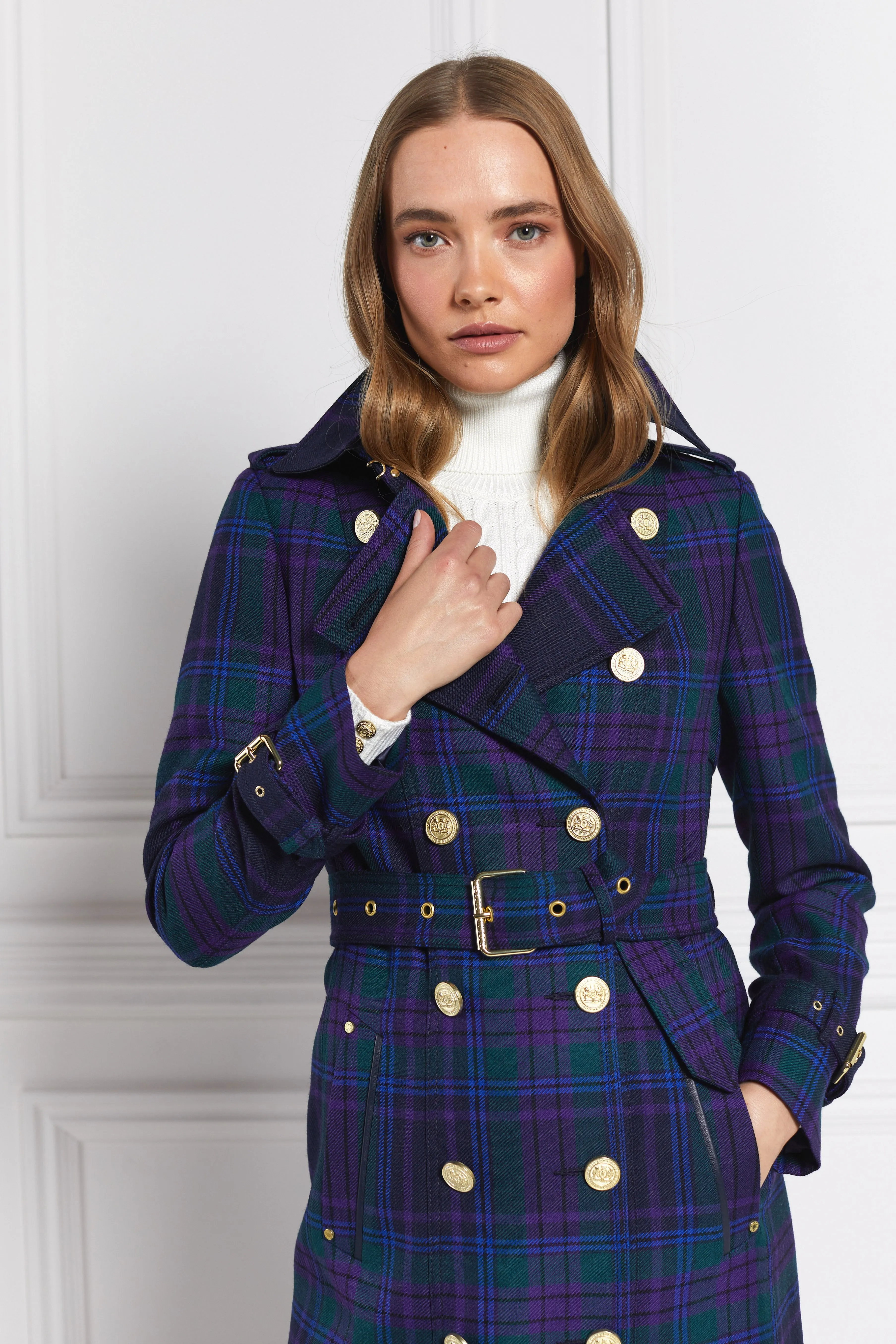 Full Length Marlborough Trench Coat (Heather Tartan)