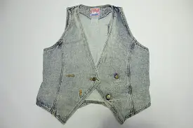 Gitano Express Vintage Blue 80's Stone Wash Denim Jean Jacket Vest Made in USA