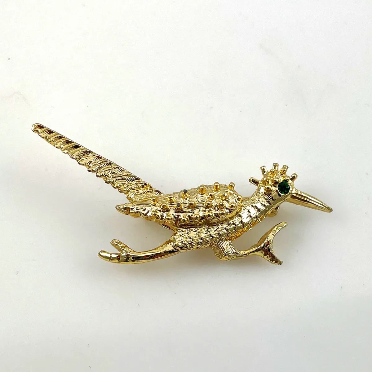 Gold Roadrunner Brooch Vintage