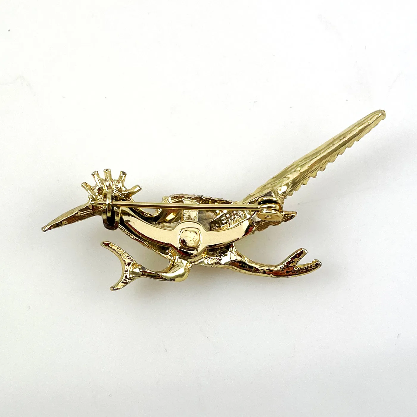 Gold Roadrunner Brooch Vintage